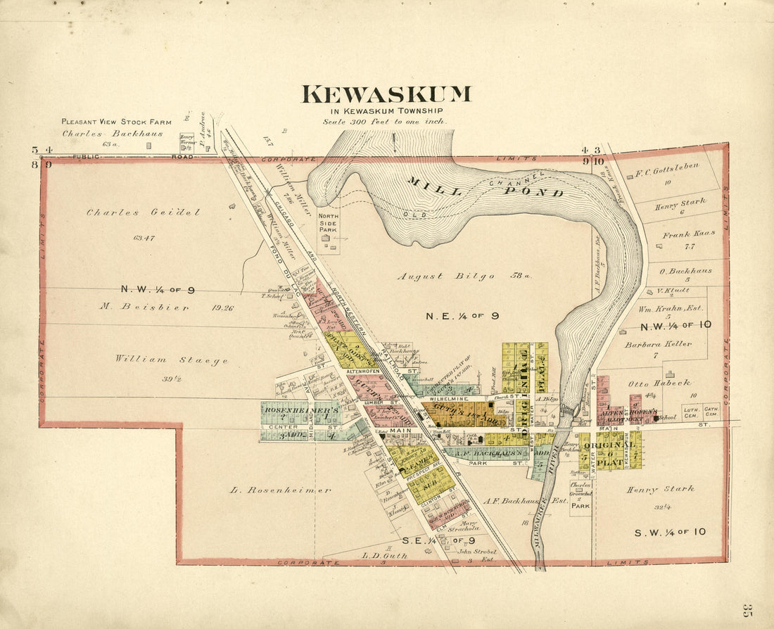 Kewaskum from Plat Book of Washington and Ozaukee Counties, Wisconsin : Compiled from County Records and Actual Surveys 1915 by Relic Map Company