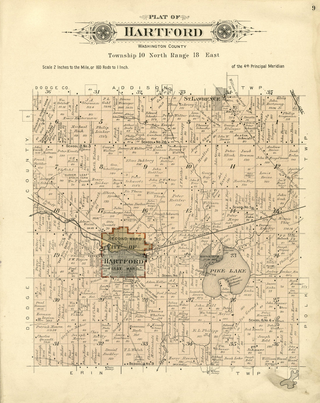 Plat of Hartford, Washington County from Plat Book of Washington and Ozaukee Counties, Wisconsin : Compiled from County Records and Actual Surveys 1915 by Relic Map Company