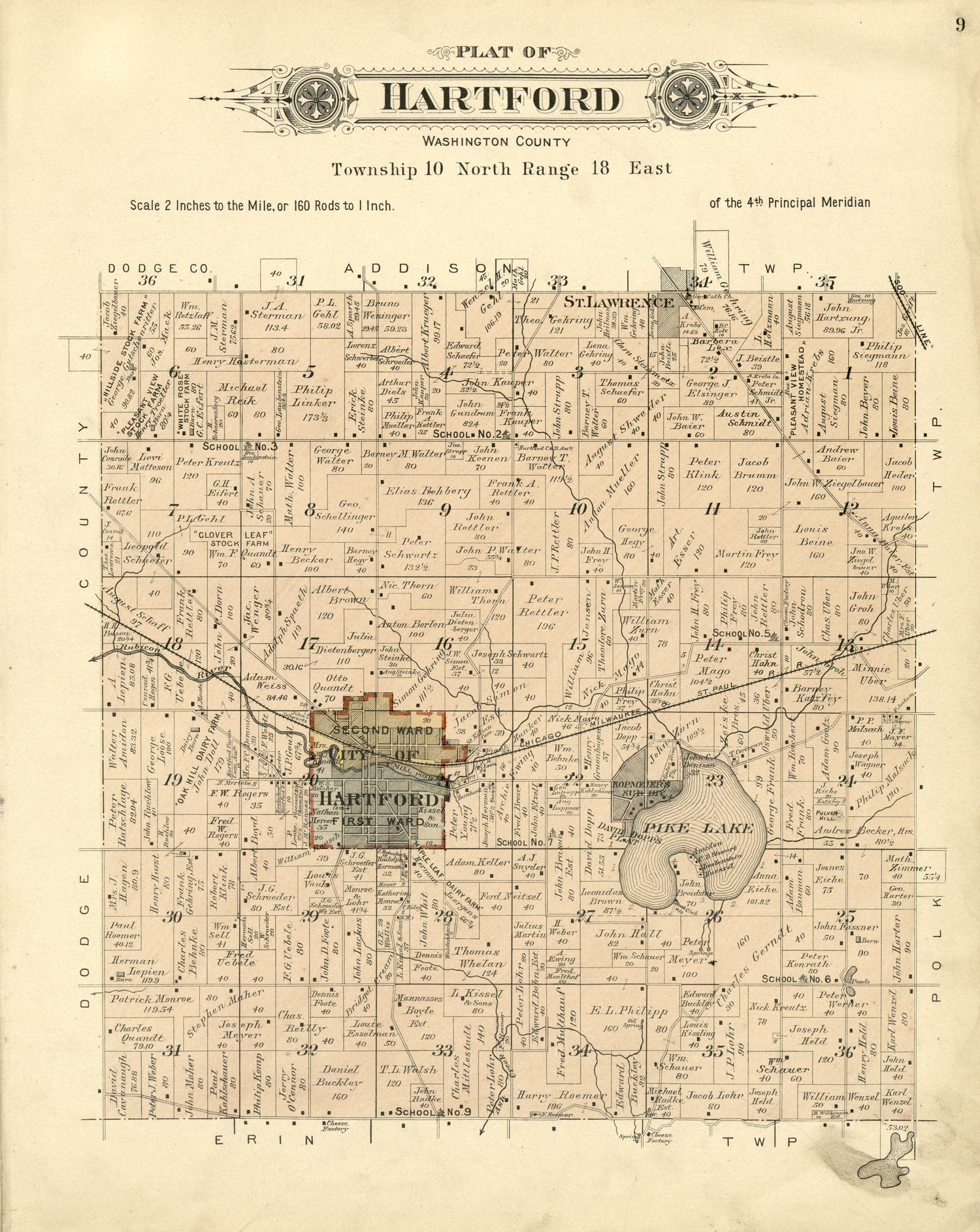 Plat of Hartford, Washington County from Plat Book of Washington and Ozaukee Counties, Wisconsin : Compiled from County Records and Actual Surveys 1915 by Relic Map Company