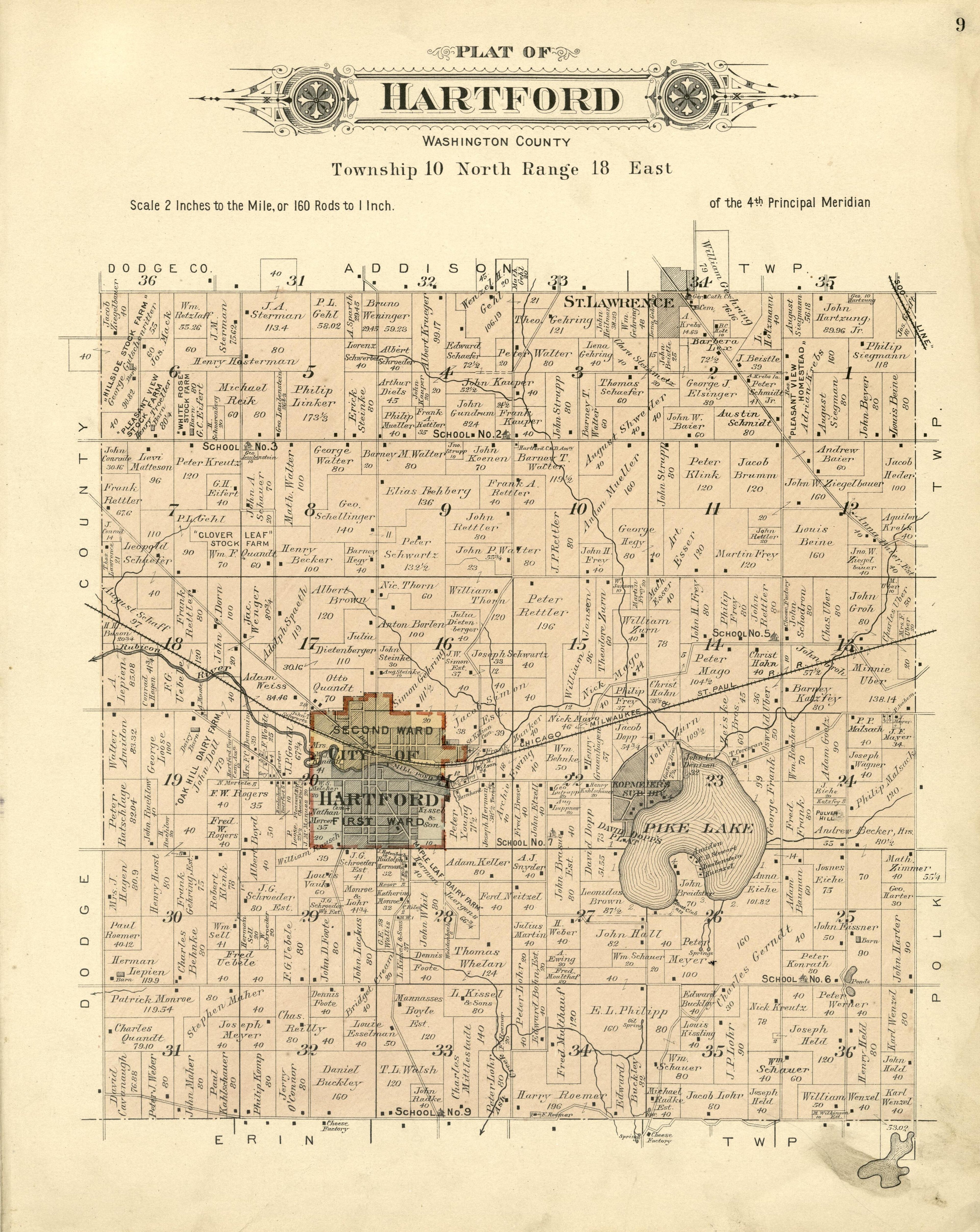 Plat of Hartford, Washington County from Plat Book of Washington and Ozaukee Counties, Wisconsin : Compiled from County Records and Actual Surveys 1915 by Relic Map Company