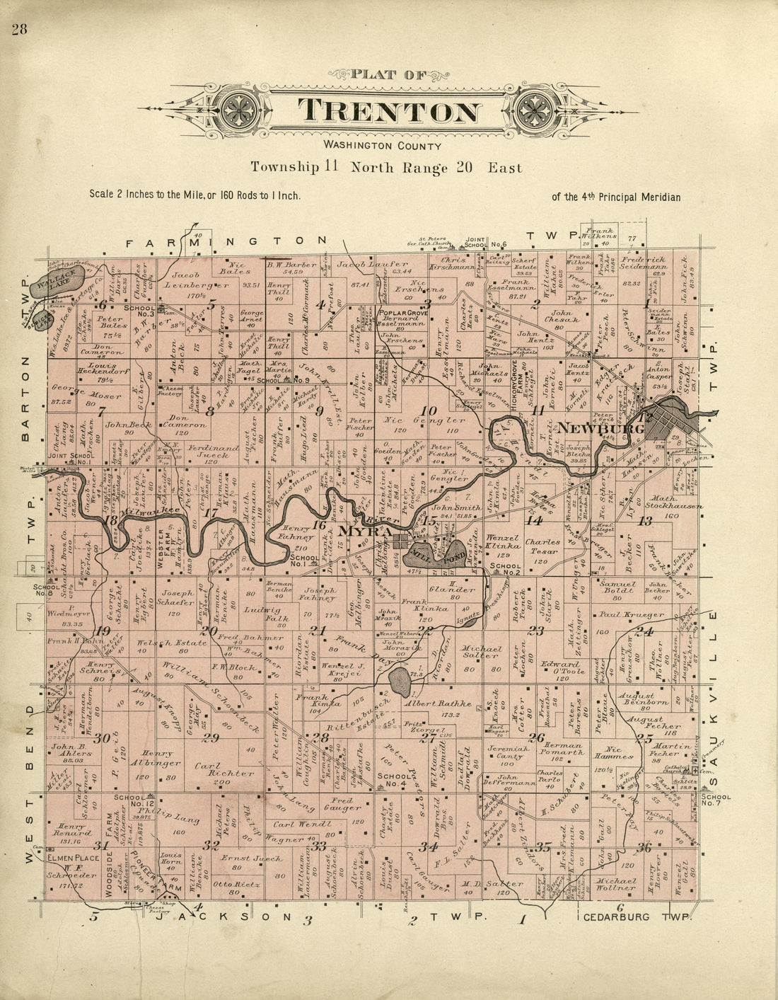 Plat of Trenton, Washington County from Plat Book of Washington and Ozaukee Counties, Wisconsin : Compiled from County Records and Actual Surveys 1915 by Relic Map Company