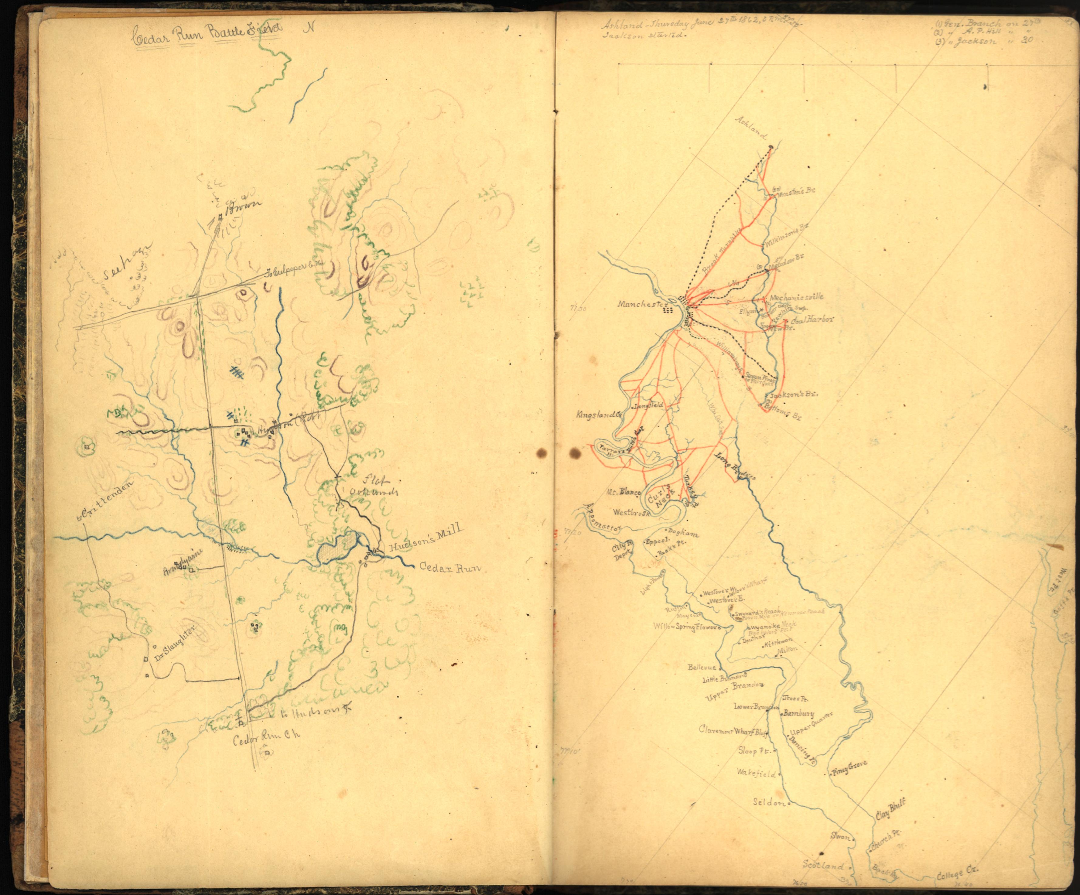 Image 8 of Sketch Book of Jed. Hotchkiss, Capt. &amp; Top. Eng., Hd. Qrs., 2nd Corps, Army of N. Virginia : Virginia from Sketch Book of Jed. Hotchkiss, Capt. &amp; Top. Eng., Hd. Qrs., 2nd Corps, Army of N. Virginia : Virginia 1862 by Relic Map Company