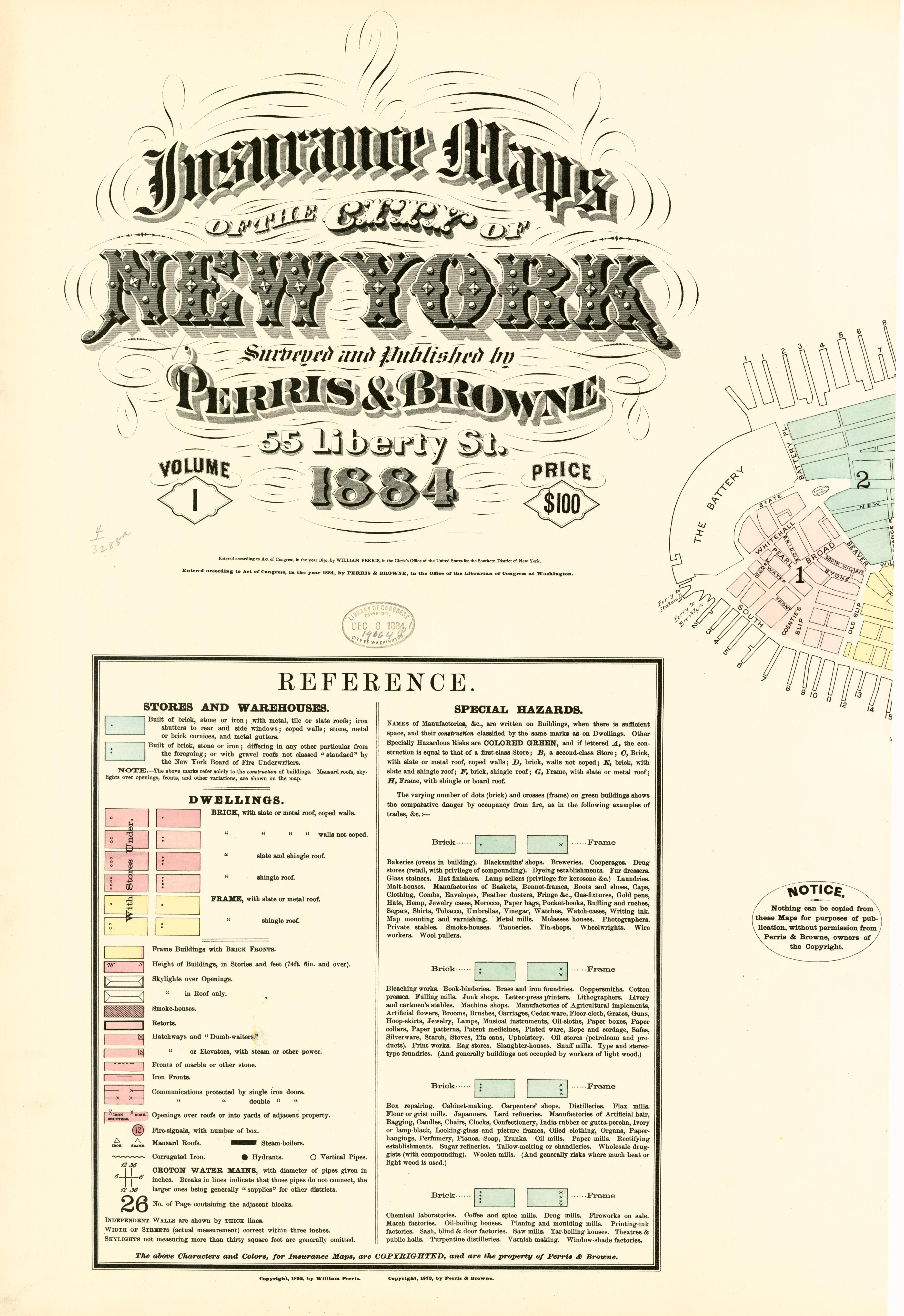 Image 1 of Insurance Maps of the City of New York from Insurance Maps of the City of New York 1879 by Relic Map Company
