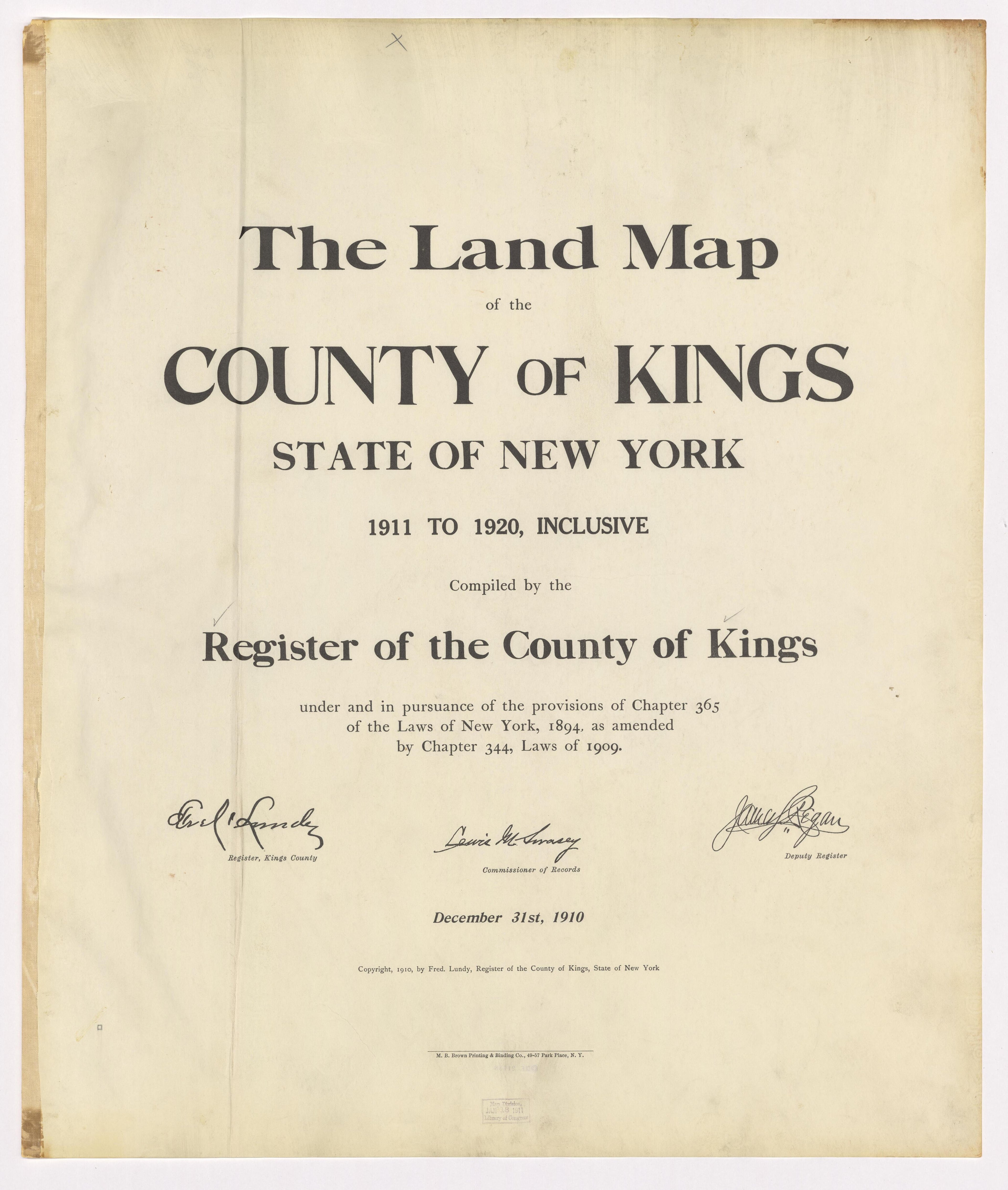 Image 2 of the Land Map of the County of Kings, State of New York 1911 to 1920, Inclusive from the Land Map of the County of Kings, State of New York 1911 to 1920, Inclusive 1910 by Relic Map Company
