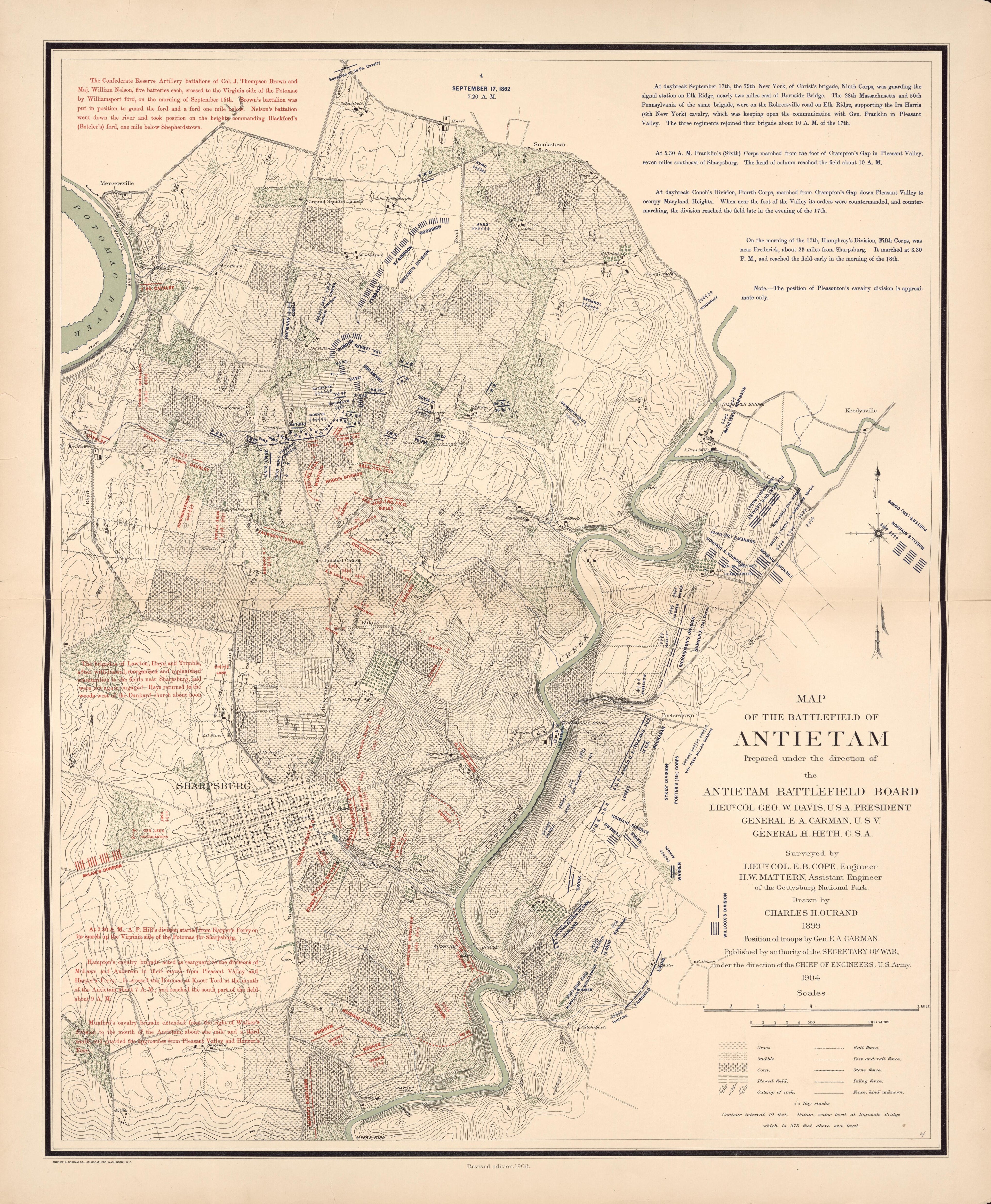 This old map of Antietam, Maryland,  was created by United States. War Department in 1908