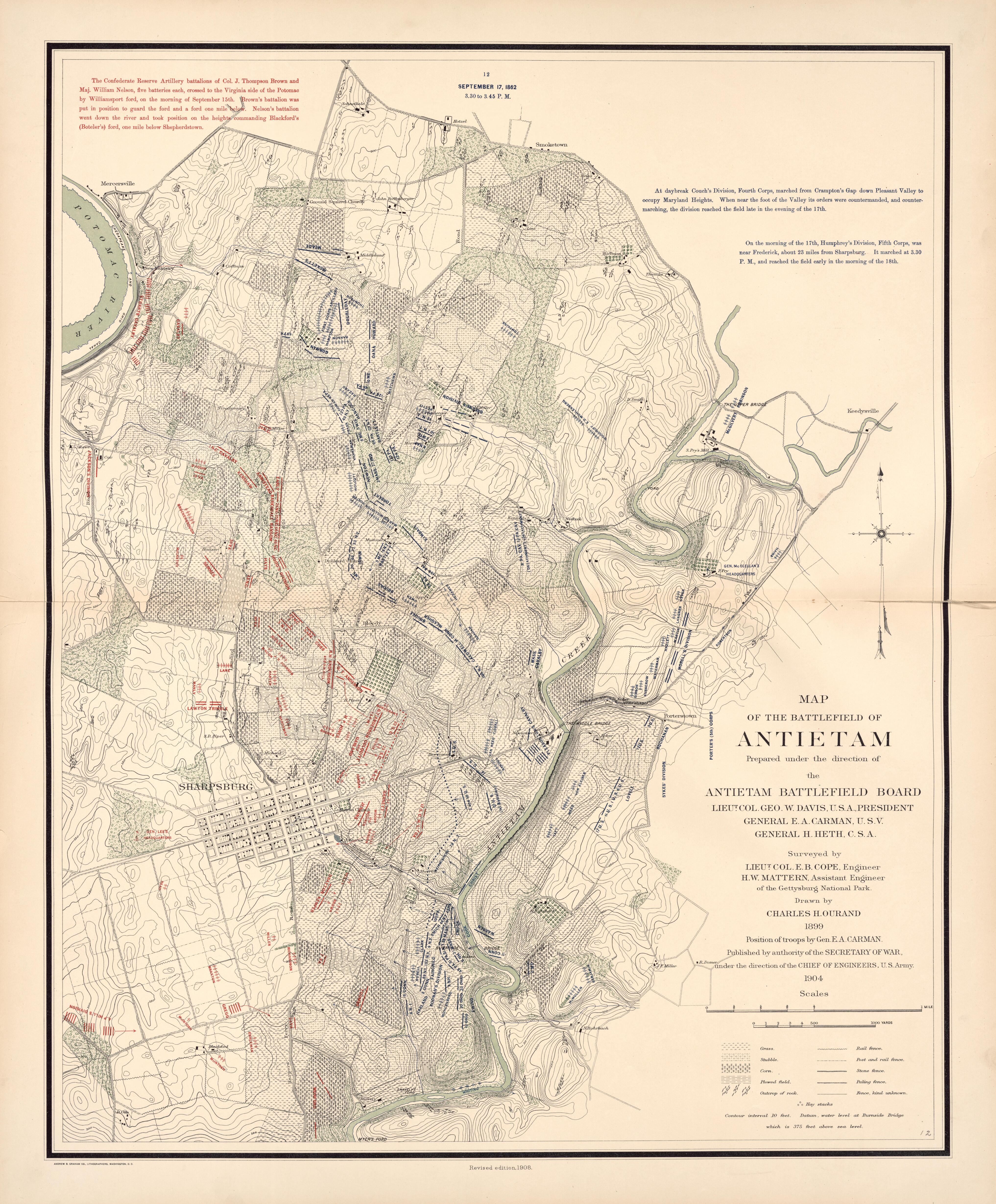 This old map of Antietam, Maryland,  was created by United States. War Department in 1908