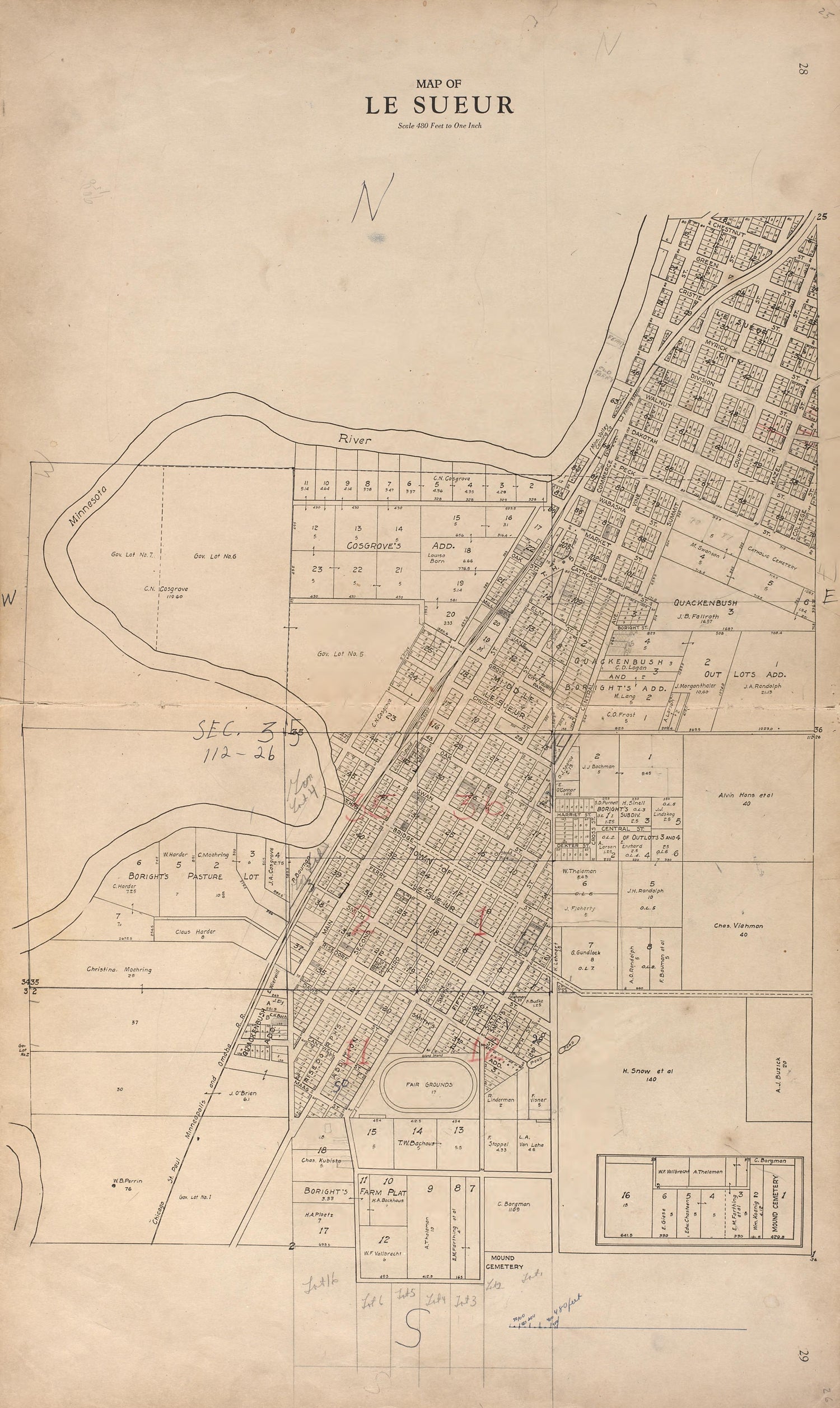 Map of Le Sueur from Plat Book of Le Sueur County, Minnesota : Showing Township Plats, City and Village Plats, Sub-division Plats, County Map, Government Surveys, Patrons Directory, Minnesota History, County Officers, City and Village Officers, Etc 1928 by Relic Map Company