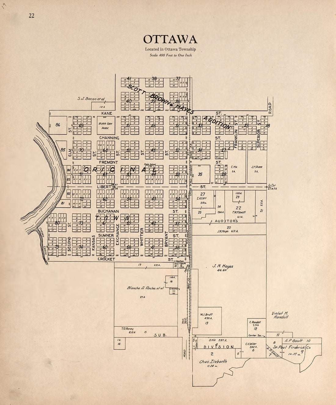 Ottawa from Plat Book of Le Sueur County, Minnesota : Showing Township Plats, City and Village Plats, Sub-division Plats, County Map, Government Surveys, Patrons Directory, Minnesota History, County Officers, City and Village Officers, Etc 1928 by Relic Map Company
