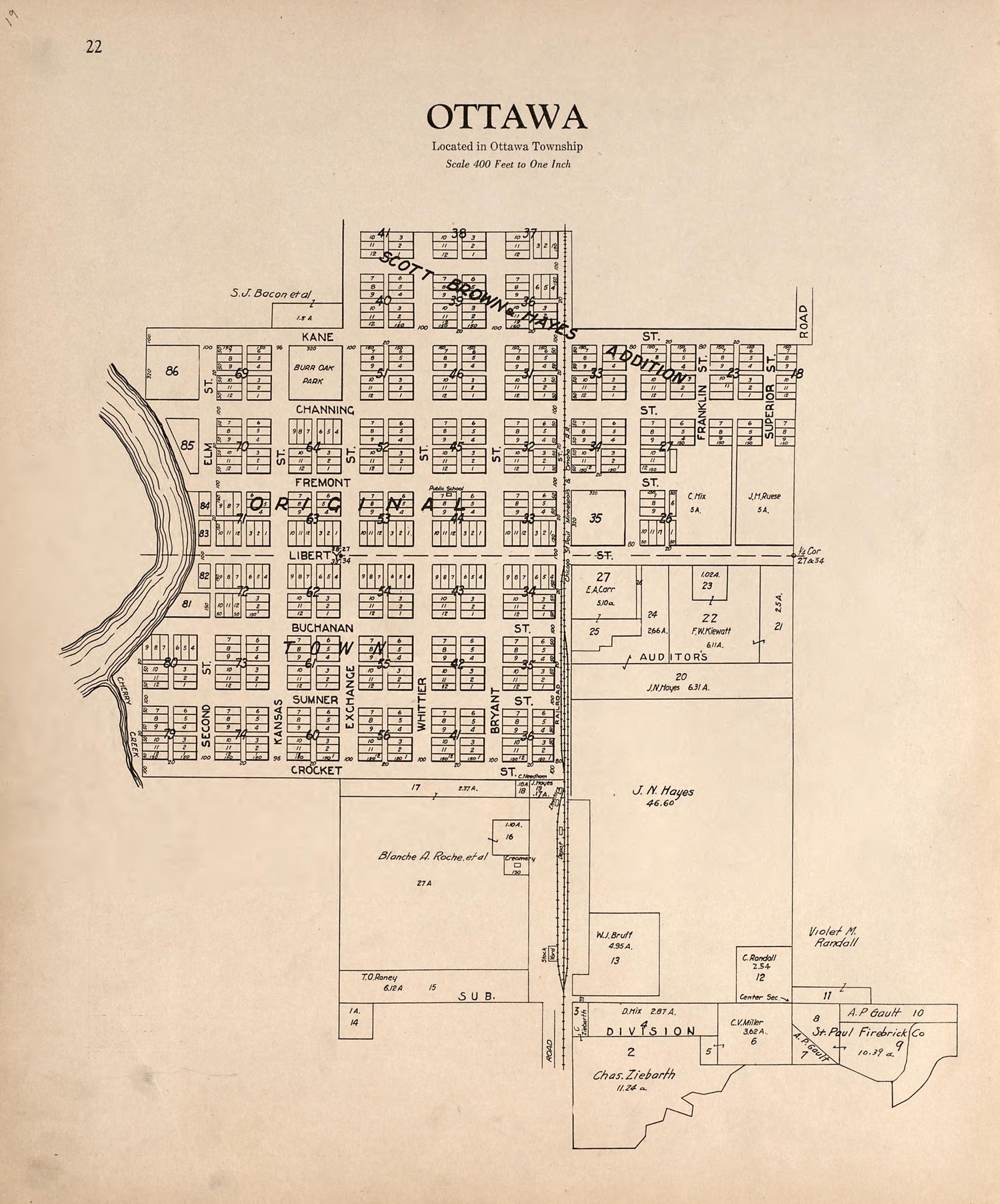 Ottawa from Plat Book of Le Sueur County, Minnesota : Showing Township Plats, City and Village Plats, Sub-division Plats, County Map, Government Surveys, Patrons Directory, Minnesota History, County Officers, City and Village Officers, Etc 1928 by Relic Map Company