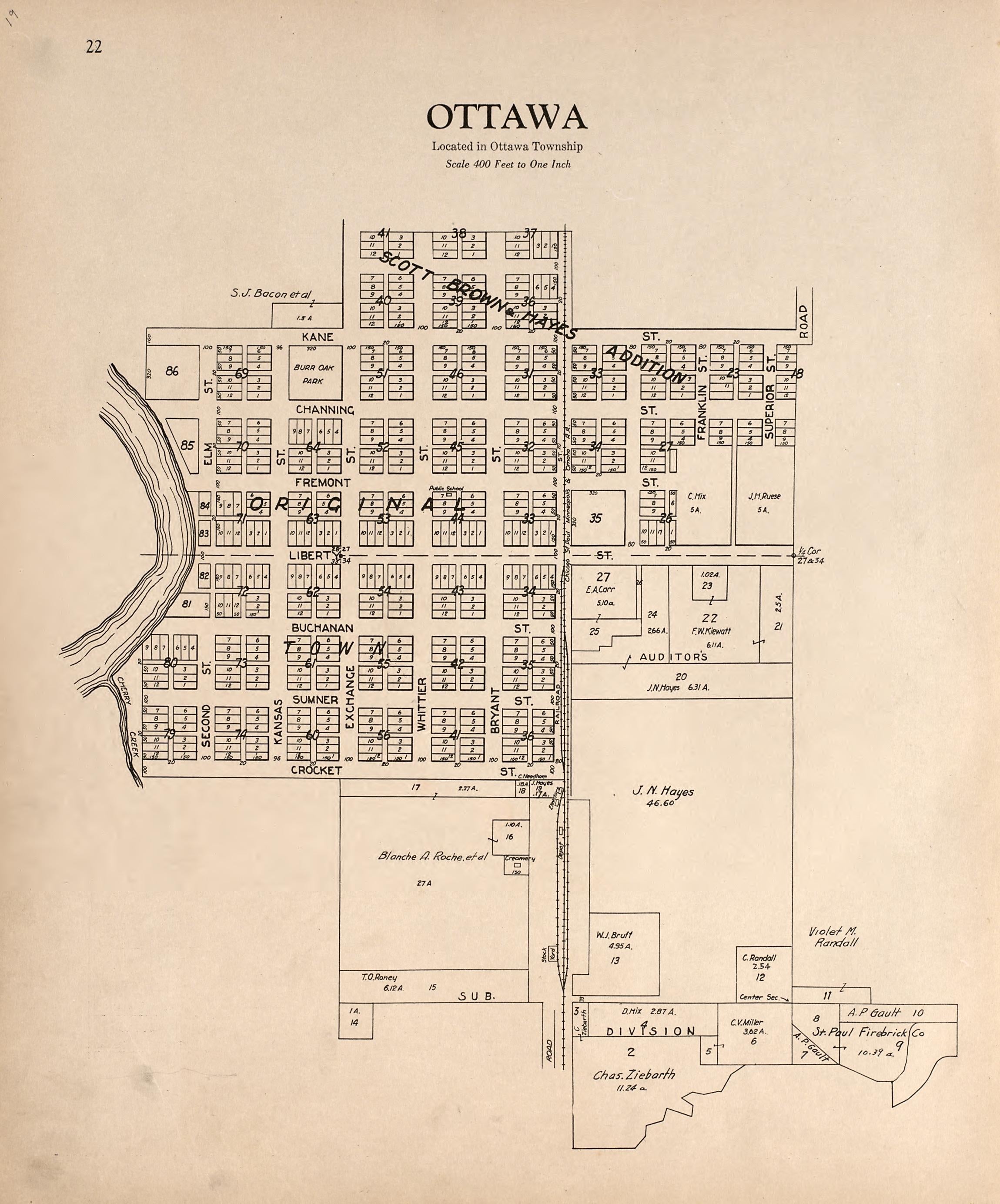Ottawa from Plat Book of Le Sueur County, Minnesota : Showing Township Plats, City and Village Plats, Sub-division Plats, County Map, Government Surveys, Patrons Directory, Minnesota History, County Officers, City and Village Officers, Etc 1928 by Relic Map Company