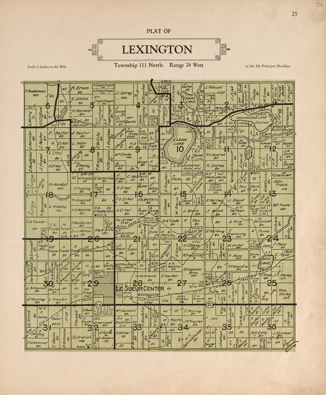 Plat of Lexington from Plat Book of Le Sueur County, Minnesota : Showing Township Plats, City and Village Plats, Sub-division Plats, County Map, Government Surveys, Patrons Directory, Minnesota History, County Officers, City and Village Officers, Etc 1928 by Relic Map Company