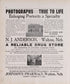 Photographs, True to Life; a Reliable Drug Store from Plat Book of Saunders County, Nebraska : Containing Carefully Prepared Township Plats, Village Plats, Analysis of U.S. Land System, Leading Farmers Directory : Illustrated 1907 by Relic Map Company