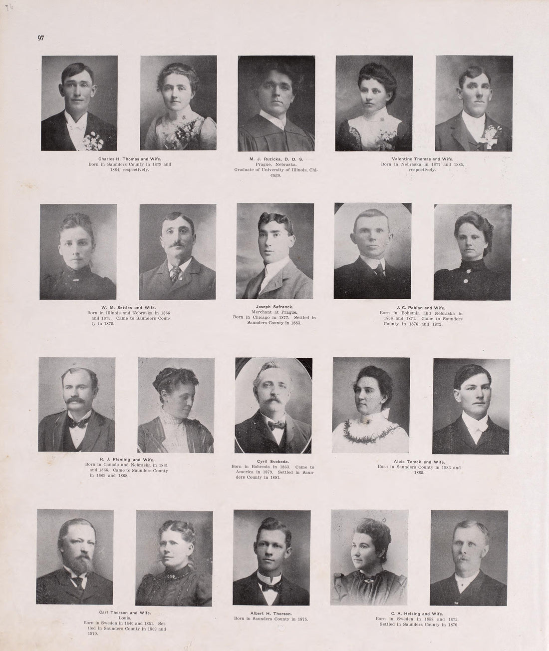 Portraits from Plat Book of Saunders County, Nebraska : Containing Carefully Prepared Township Plats, Village Plats, Analysis of U.S. Land System, Leading Farmers Directory : Illustrated 1907 by Relic Map Company