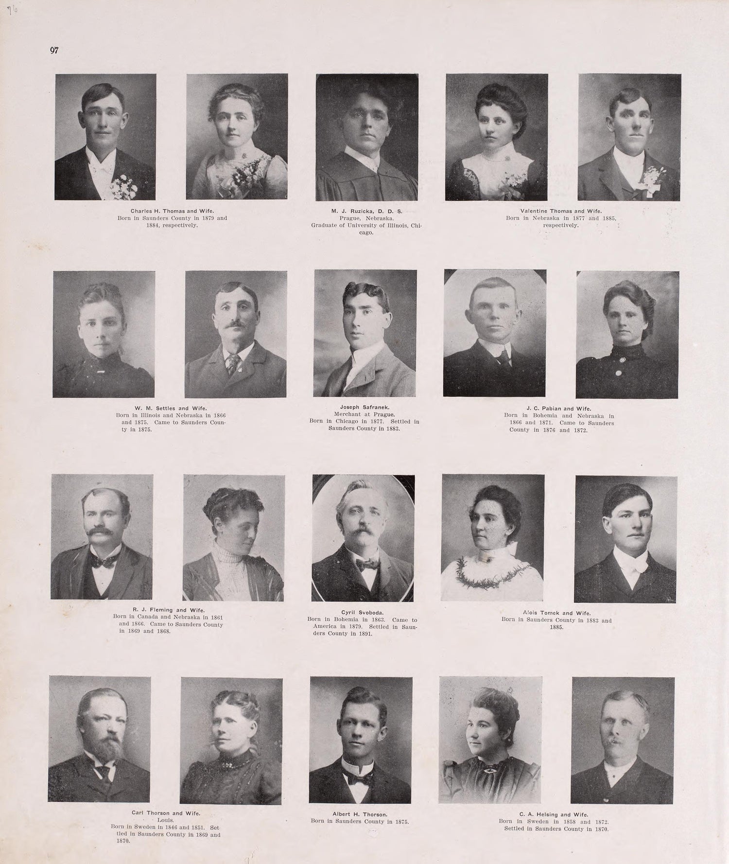 Portraits from Plat Book of Saunders County, Nebraska : Containing Carefully Prepared Township Plats, Village Plats, Analysis of U.S. Land System, Leading Farmers Directory : Illustrated 1907 by Relic Map Company