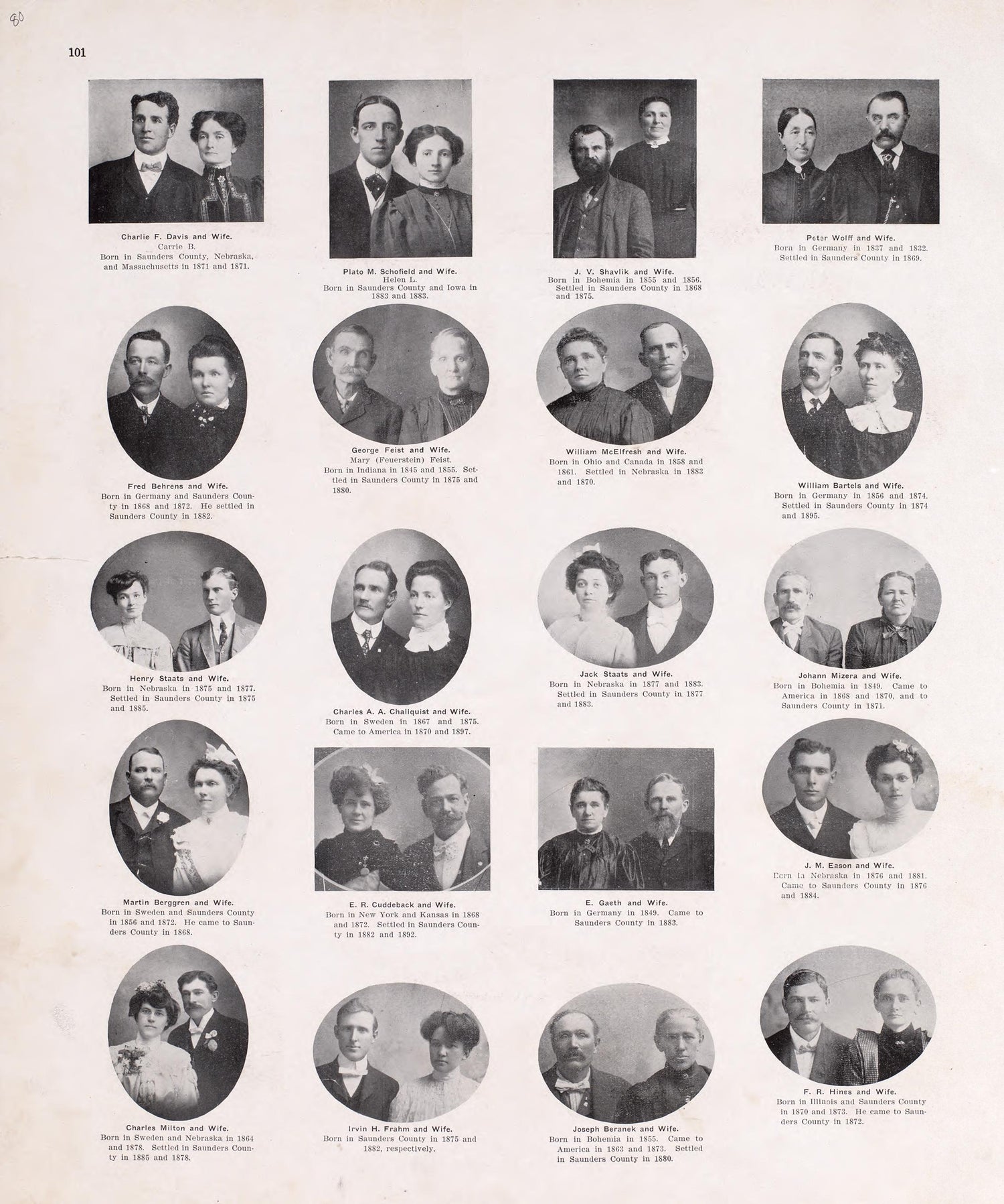 Portraits from Plat Book of Saunders County, Nebraska : Containing Carefully Prepared Township Plats, Village Plats, Analysis of U.S. Land System, Leading Farmers Directory : Illustrated 1907 by Relic Map Company