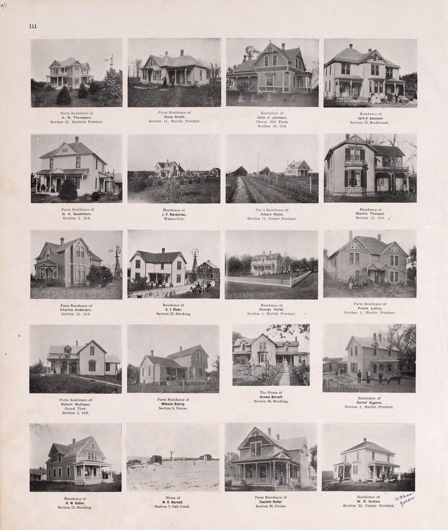 Residences from Plat Book of Saunders County, Nebraska : Containing Carefully Prepared Township Plats, Village Plats, Analysis of U.S. Land System, Leading Farmers Directory : Illustrated 1907 by Relic Map Company