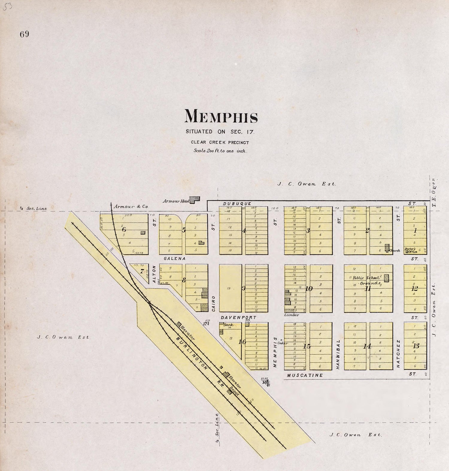 Memphis from Plat Book of Saunders County, Nebraska : Containing Carefully Prepared Township Plats, Village Plats, Analysis of U.S. Land System, Leading Farmers Directory : Illustrated 1907 by Relic Map Company