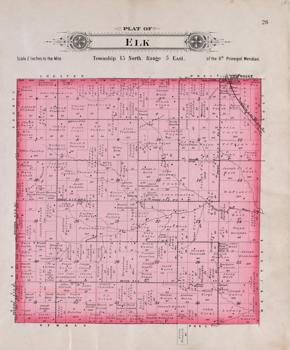 Elk from Plat Book of Saunders County, Nebraska : Containing Carefully Prepared Township Plats, Village Plats, Analysis of U.S. Land System, Leading Farmers Directory : Illustrated 1907 by Relic Map Company