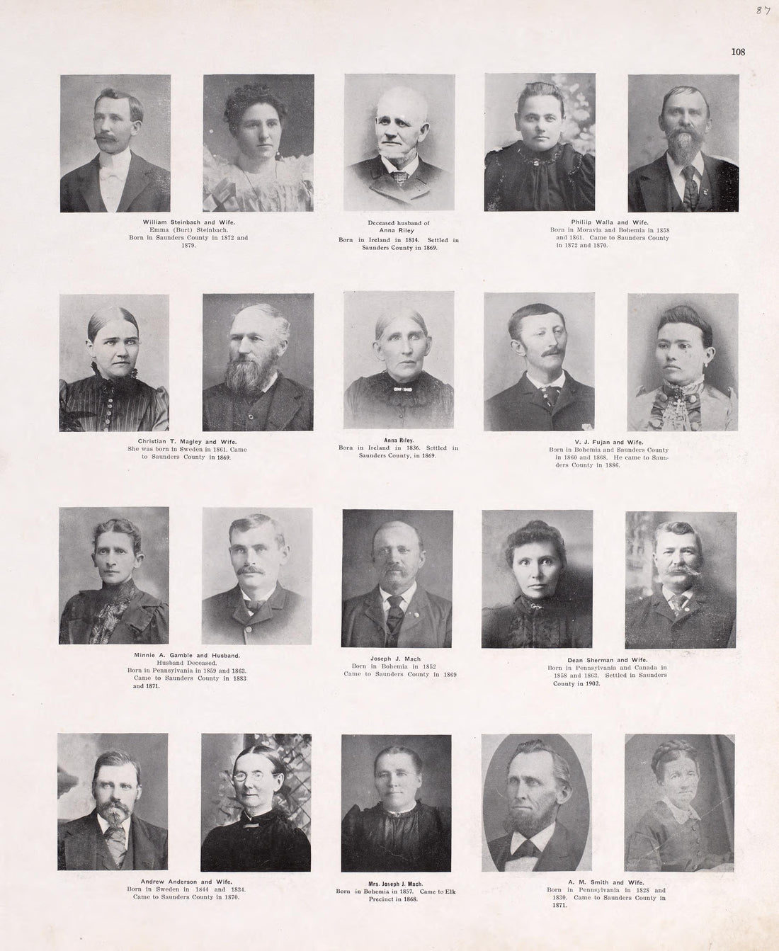 Portraits from Plat Book of Saunders County, Nebraska : Containing Carefully Prepared Township Plats, Village Plats, Analysis of U.S. Land System, Leading Farmers Directory : Illustrated 1907 by Relic Map Company