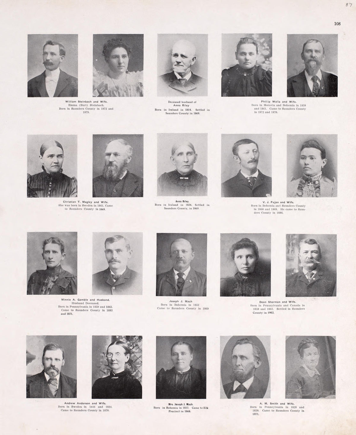 Portraits from Plat Book of Saunders County, Nebraska : Containing Carefully Prepared Township Plats, Village Plats, Analysis of U.S. Land System, Leading Farmers Directory : Illustrated 1907 by Relic Map Company