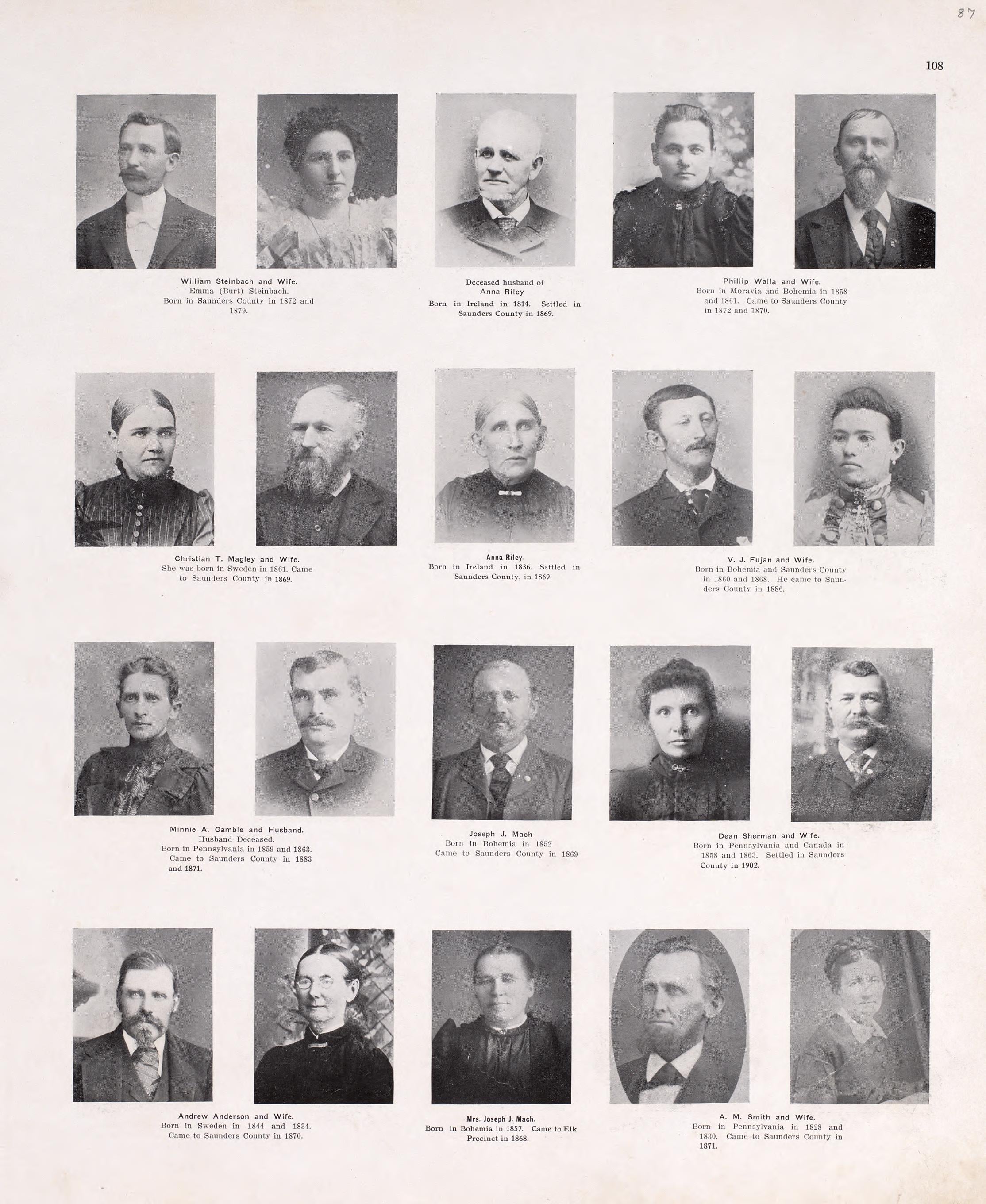Portraits from Plat Book of Saunders County, Nebraska : Containing Carefully Prepared Township Plats, Village Plats, Analysis of U.S. Land System, Leading Farmers Directory : Illustrated 1907 by Relic Map Company