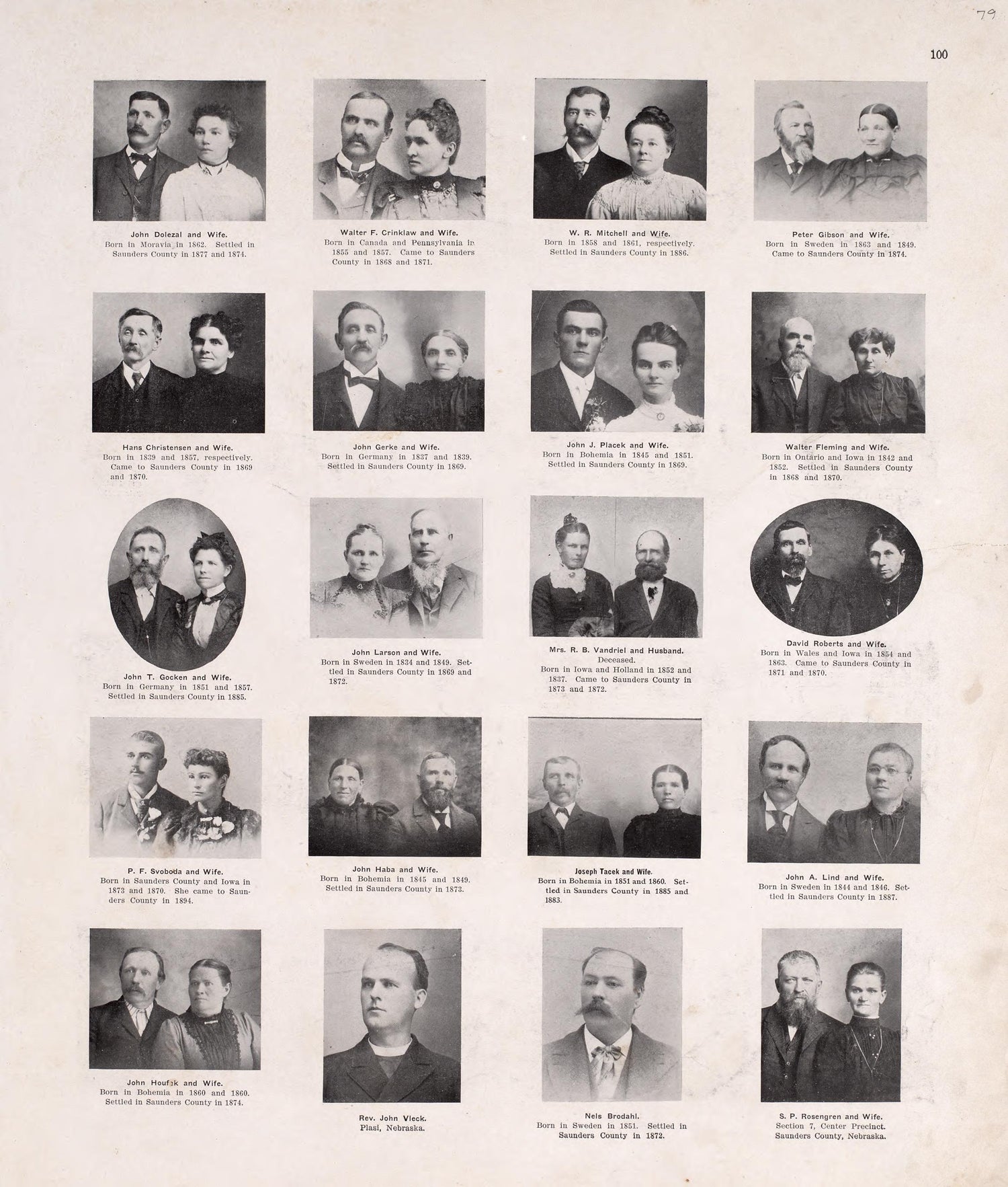 Portraits from Plat Book of Saunders County, Nebraska : Containing Carefully Prepared Township Plats, Village Plats, Analysis of U.S. Land System, Leading Farmers Directory : Illustrated 1907 by Relic Map Company