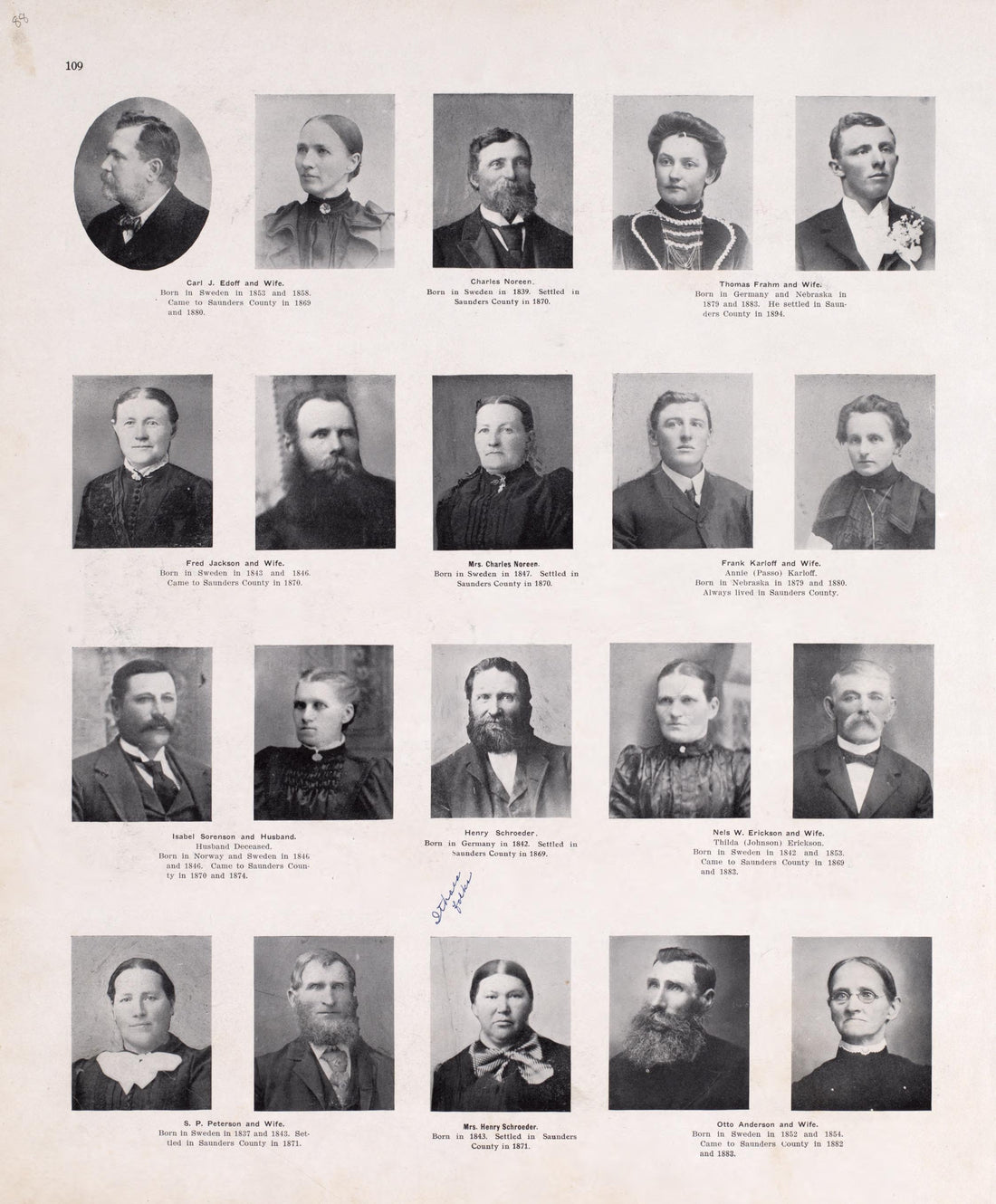 Portraits from Plat Book of Saunders County, Nebraska : Containing Carefully Prepared Township Plats, Village Plats, Analysis of U.S. Land System, Leading Farmers Directory : Illustrated 1907 by Relic Map Company