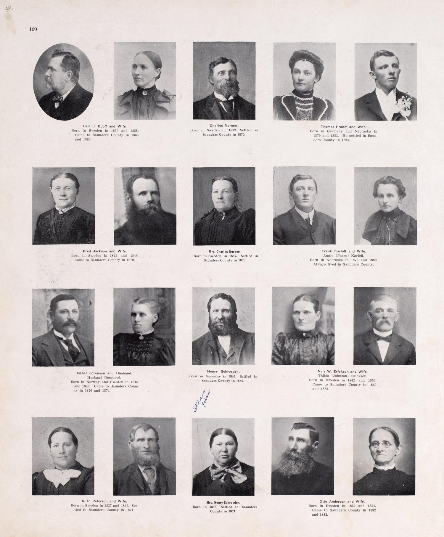 Portraits from Plat Book of Saunders County, Nebraska : Containing Carefully Prepared Township Plats, Village Plats, Analysis of U.S. Land System, Leading Farmers Directory : Illustrated 1907 by Relic Map Company