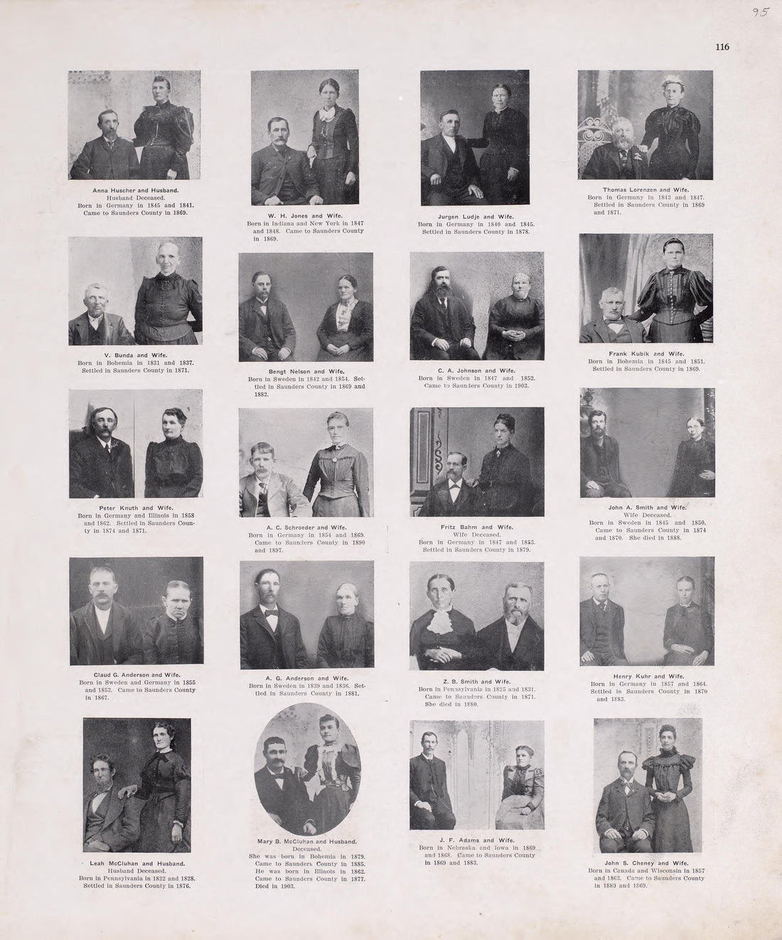 Portraits from Plat Book of Saunders County, Nebraska : Containing Carefully Prepared Township Plats, Village Plats, Analysis of U.S. Land System, Leading Farmers Directory : Illustrated 1907 by Relic Map Company