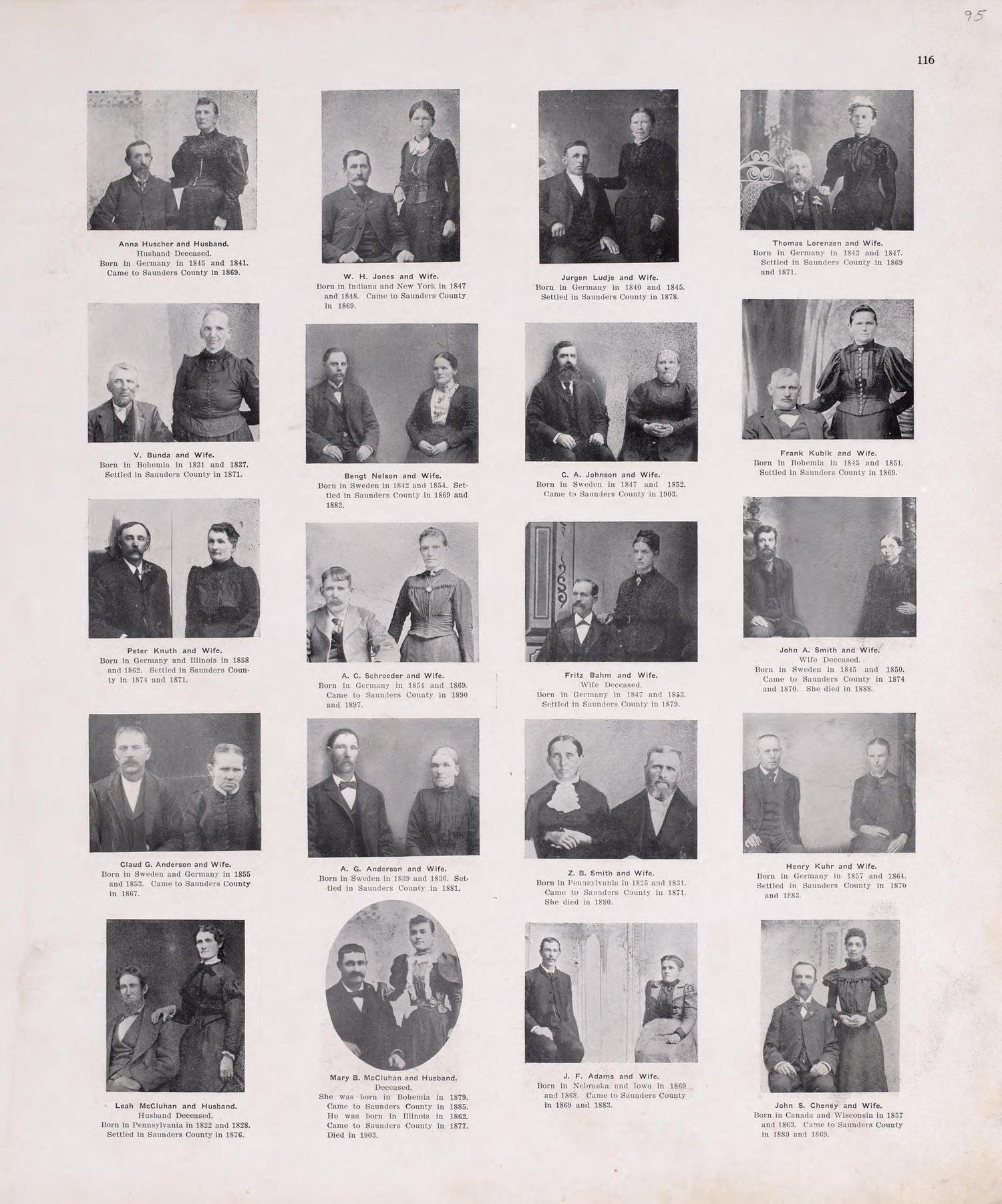 Portraits from Plat Book of Saunders County, Nebraska : Containing Carefully Prepared Township Plats, Village Plats, Analysis of U.S. Land System, Leading Farmers Directory : Illustrated 1907 by Relic Map Company