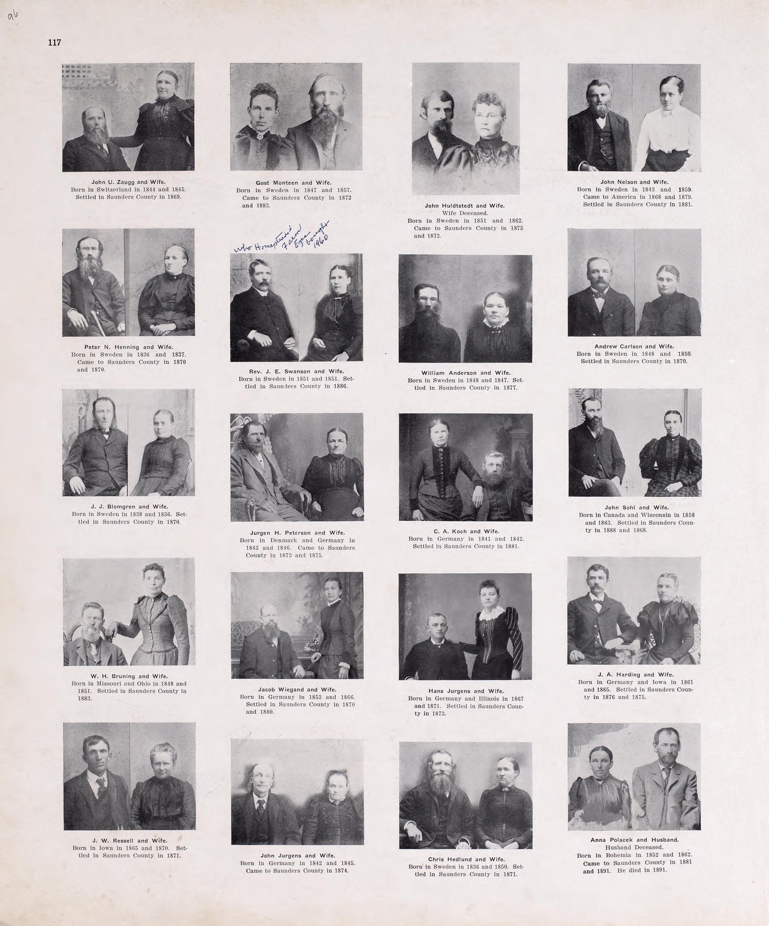 Portraits from Plat Book of Saunders County, Nebraska : Containing Carefully Prepared Township Plats, Village Plats, Analysis of U.S. Land System, Leading Farmers Directory : Illustrated 1907 by Relic Map Company