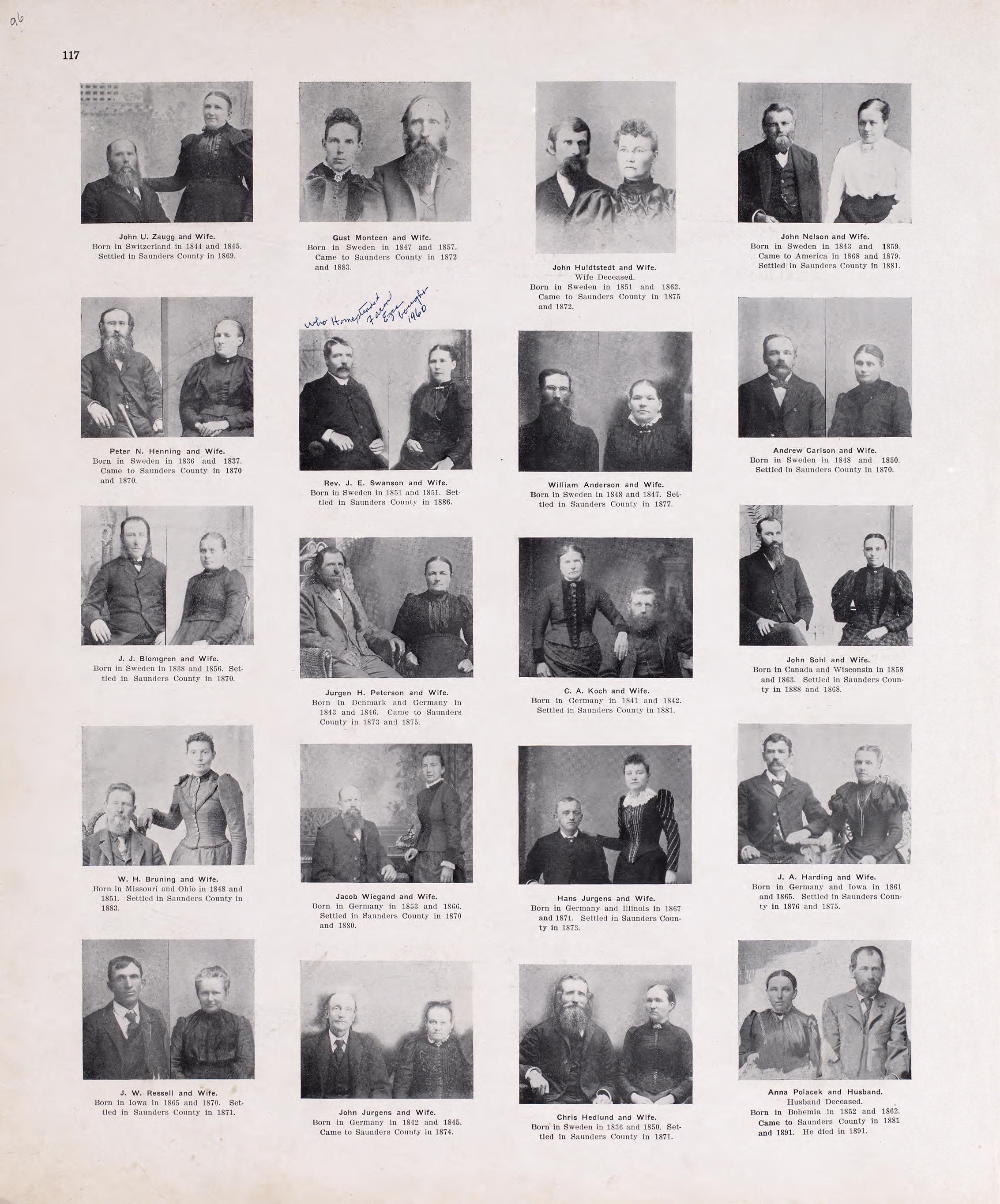 Portraits from Plat Book of Saunders County, Nebraska : Containing Carefully Prepared Township Plats, Village Plats, Analysis of U.S. Land System, Leading Farmers Directory : Illustrated 1907 by Relic Map Company