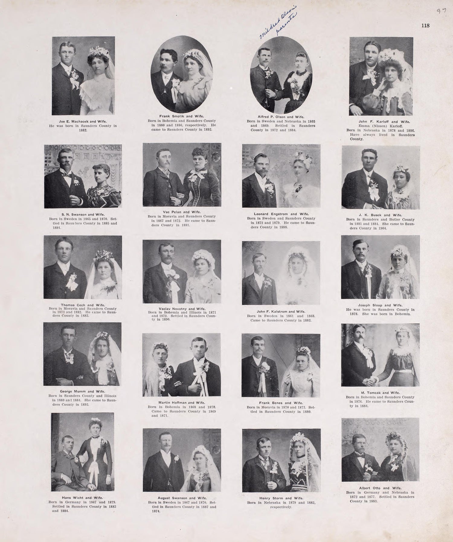 Portraits from Plat Book of Saunders County, Nebraska : Containing Carefully Prepared Township Plats, Village Plats, Analysis of U.S. Land System, Leading Farmers Directory : Illustrated 1907 by Relic Map Company