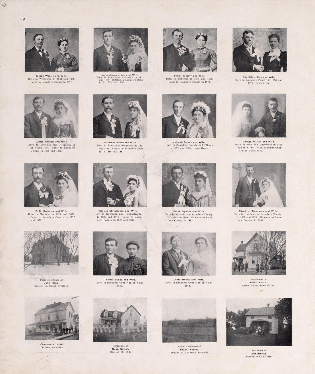 Portraits from Plat Book of Saunders County, Nebraska : Containing Carefully Prepared Township Plats, Village Plats, Analysis of U.S. Land System, Leading Farmers Directory : Illustrated 1907 by Relic Map Company