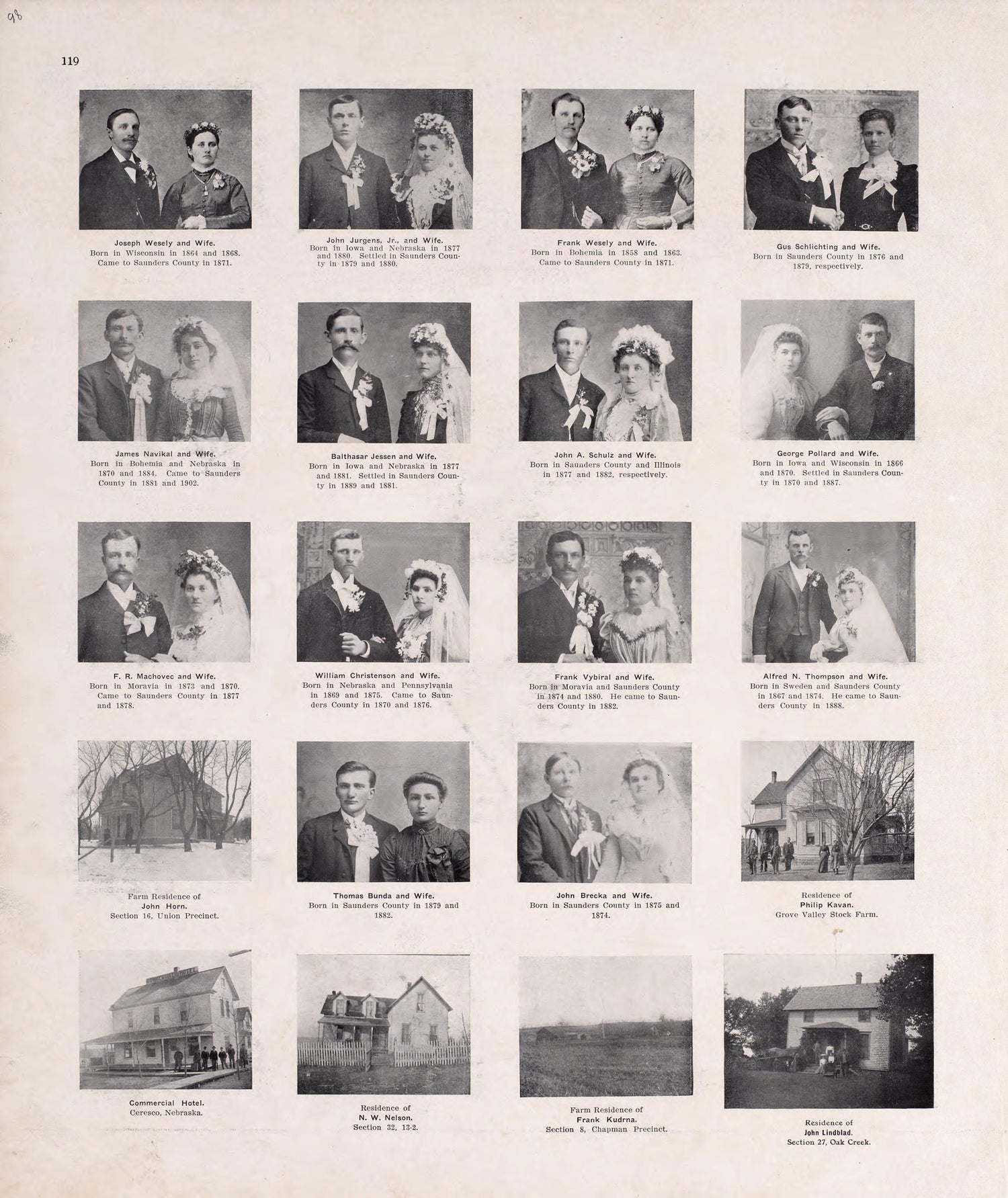Portraits from Plat Book of Saunders County, Nebraska : Containing Carefully Prepared Township Plats, Village Plats, Analysis of U.S. Land System, Leading Farmers Directory : Illustrated 1907 by Relic Map Company