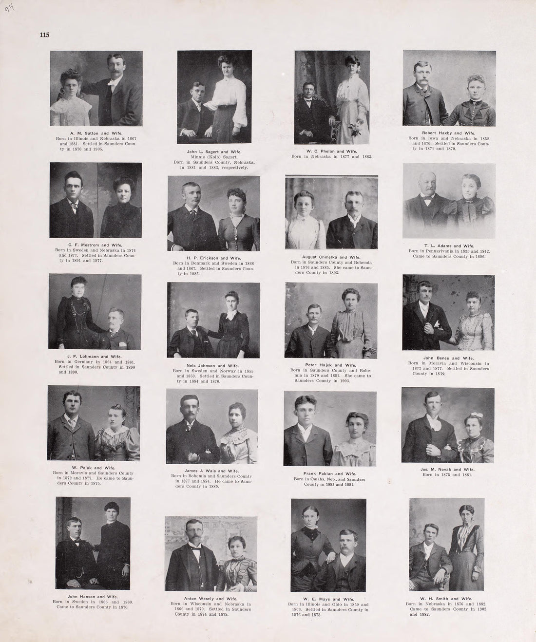 Portraits from Plat Book of Saunders County, Nebraska : Containing Carefully Prepared Township Plats, Village Plats, Analysis of U.S. Land System, Leading Farmers Directory : Illustrated 1907 by Relic Map Company