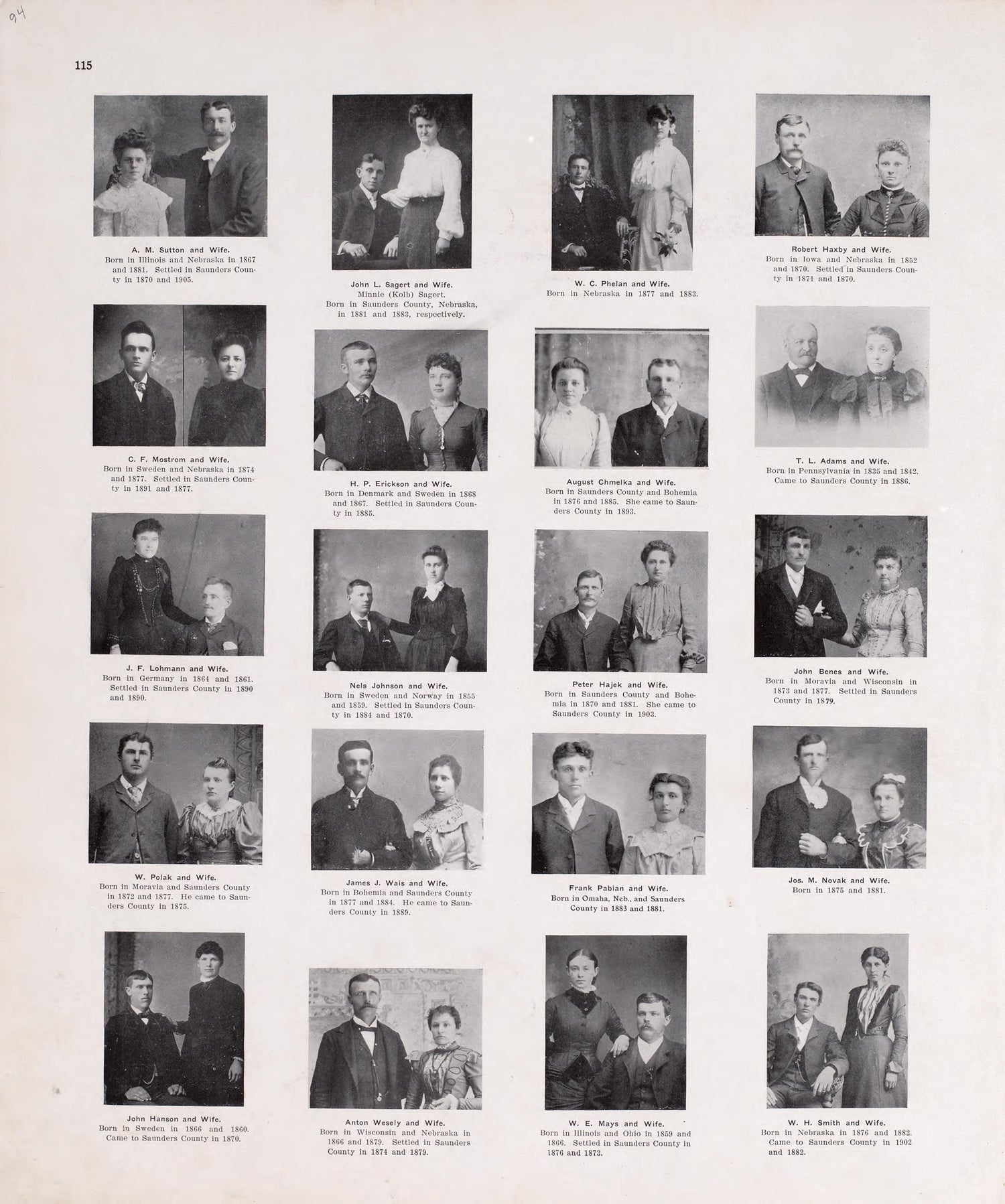 Portraits from Plat Book of Saunders County, Nebraska : Containing Carefully Prepared Township Plats, Village Plats, Analysis of U.S. Land System, Leading Farmers Directory : Illustrated 1907 by Relic Map Company