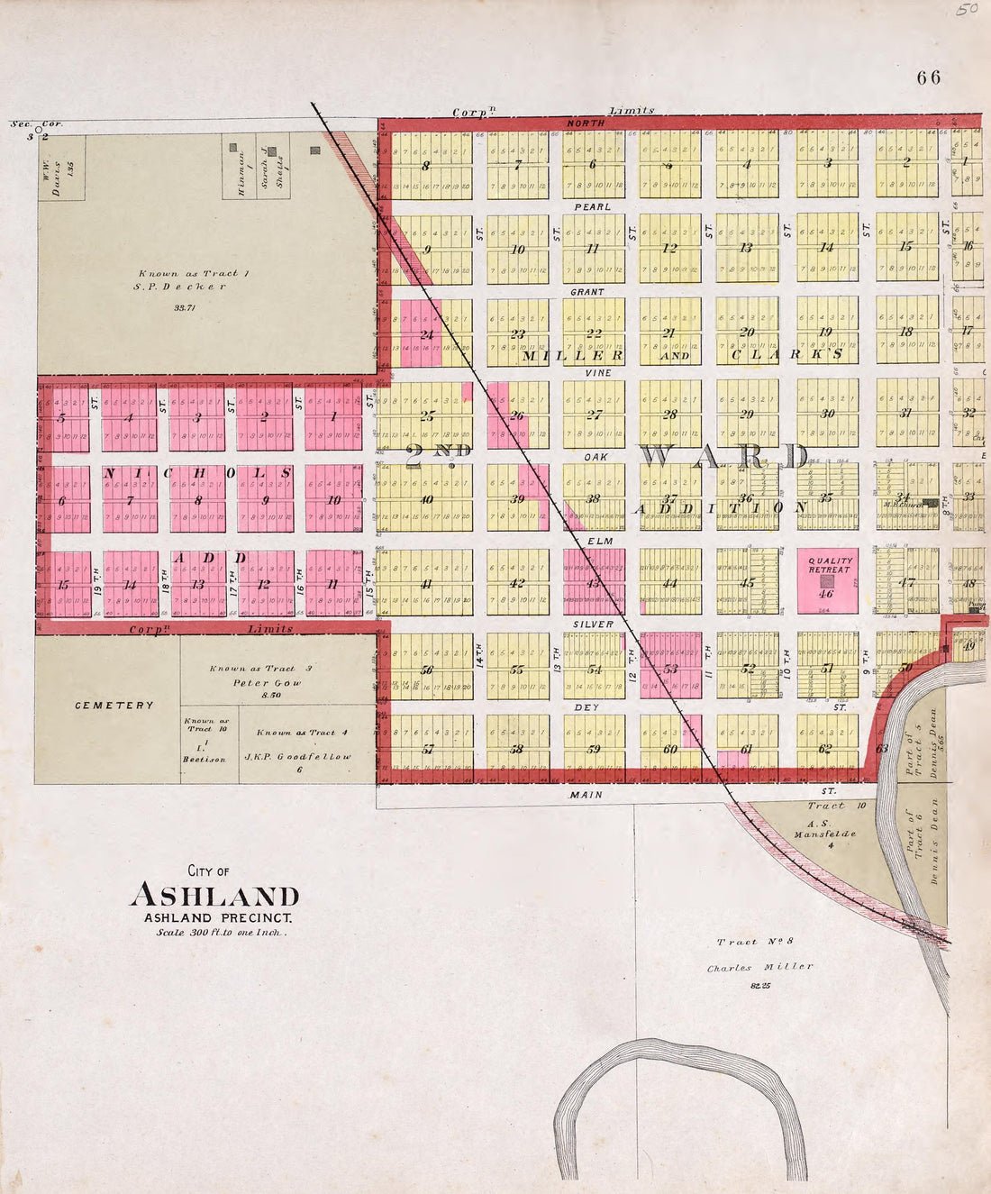 City of Ashland from Plat Book of Saunders County, Nebraska : Containing Carefully Prepared Township Plats, Village Plats, Analysis of U.S. Land System, Leading Farmers Directory : Illustrated 1907 by Relic Map Company