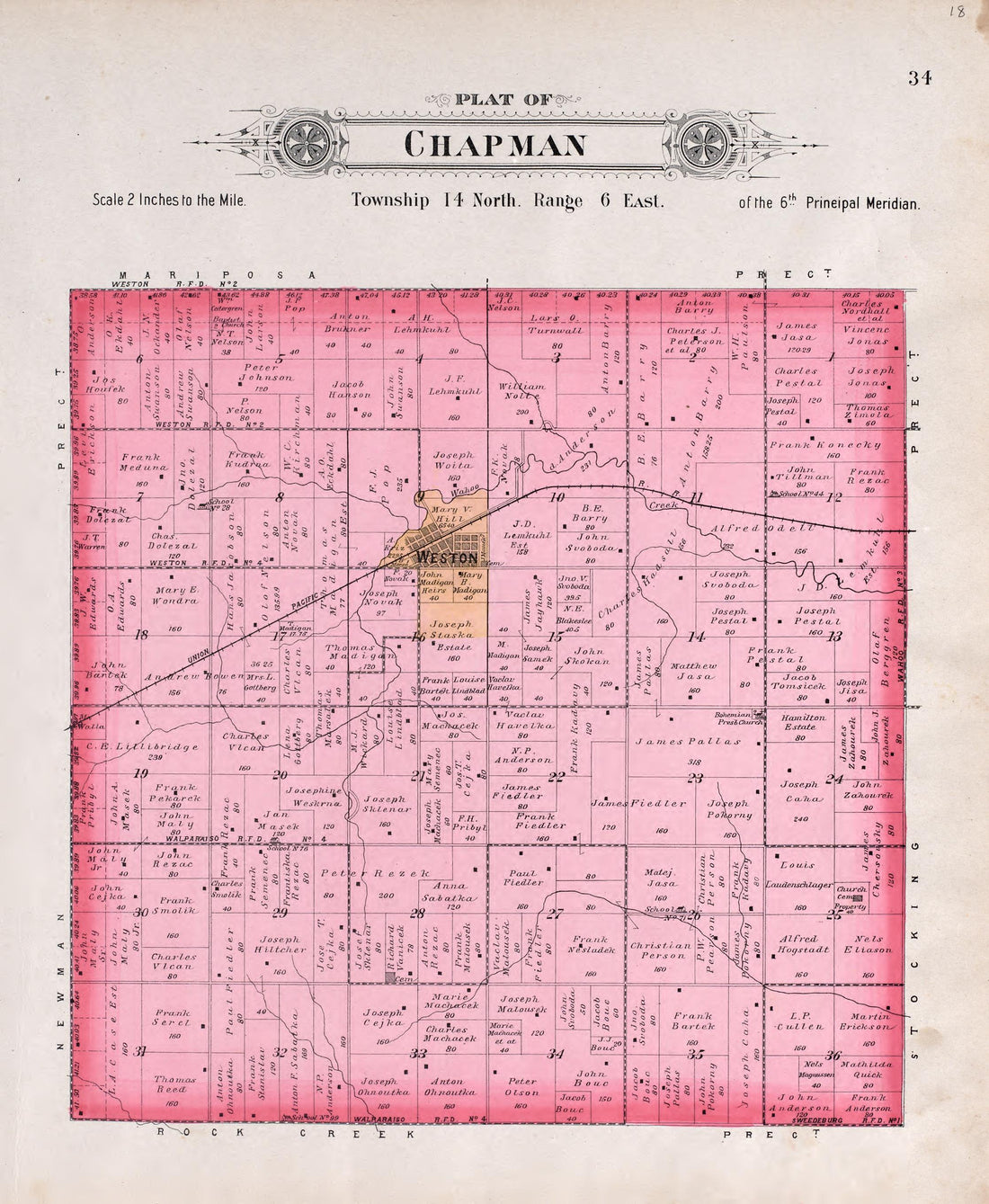 Chapman from Plat Book of Saunders County, Nebraska : Containing Carefully Prepared Township Plats, Village Plats, Analysis of U.S. Land System, Leading Farmers Directory : Illustrated 1907 by Relic Map Company