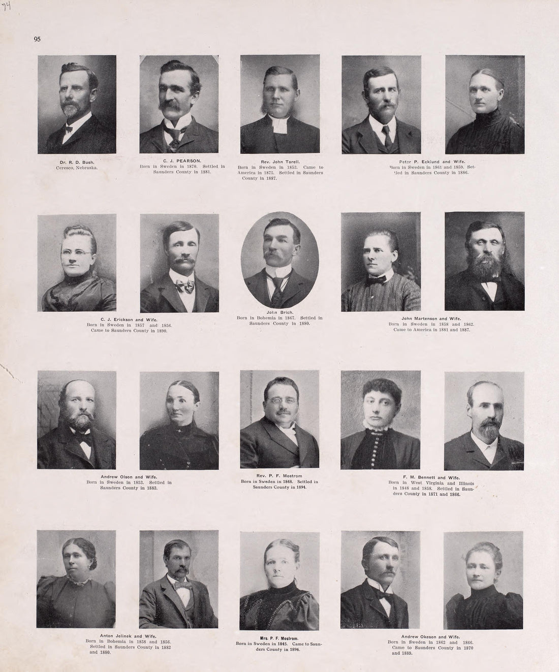 Portraits from Plat Book of Saunders County, Nebraska : Containing Carefully Prepared Township Plats, Village Plats, Analysis of U.S. Land System, Leading Farmers Directory : Illustrated 1907 by Relic Map Company