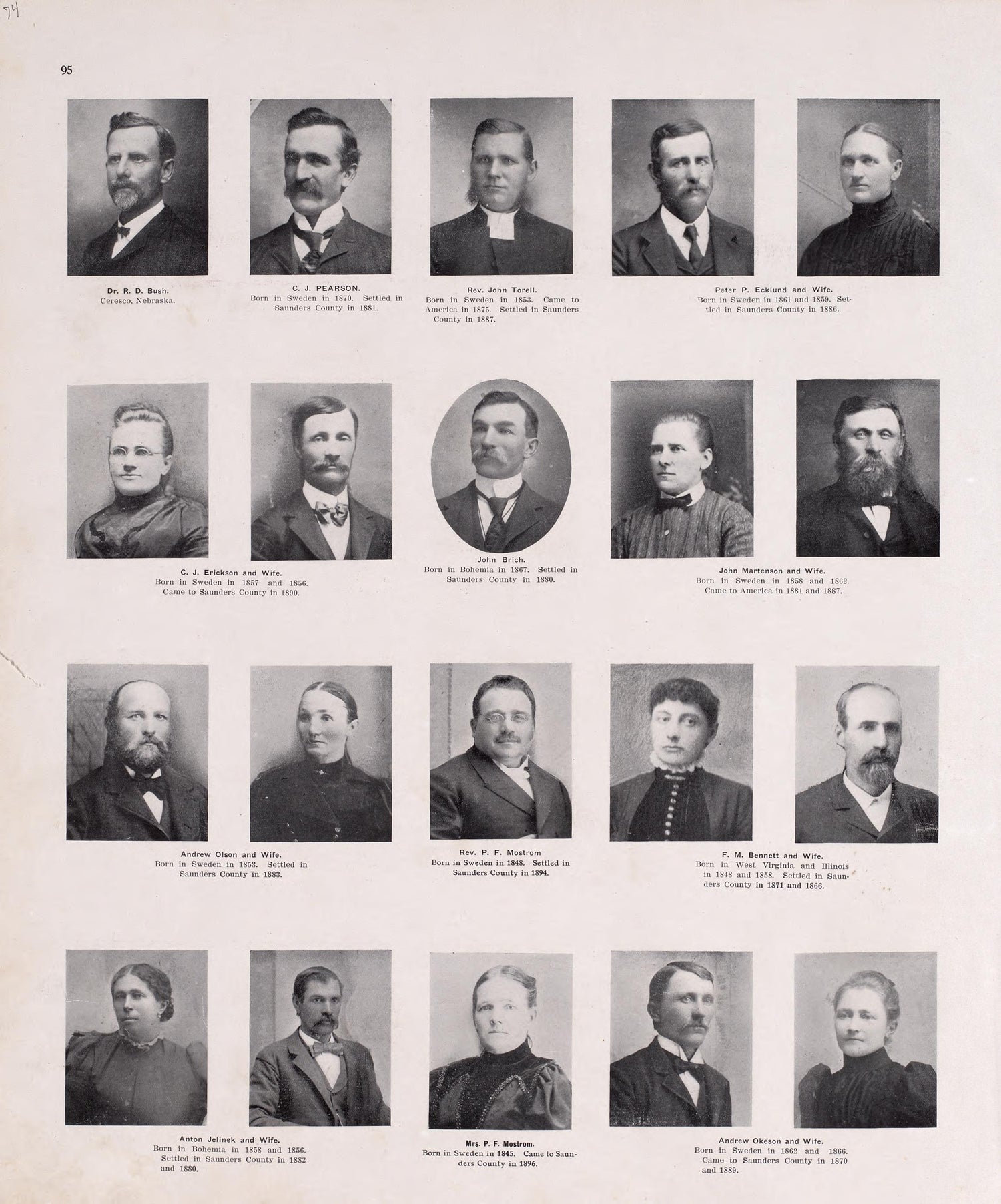 Portraits from Plat Book of Saunders County, Nebraska : Containing Carefully Prepared Township Plats, Village Plats, Analysis of U.S. Land System, Leading Farmers Directory : Illustrated 1907 by Relic Map Company