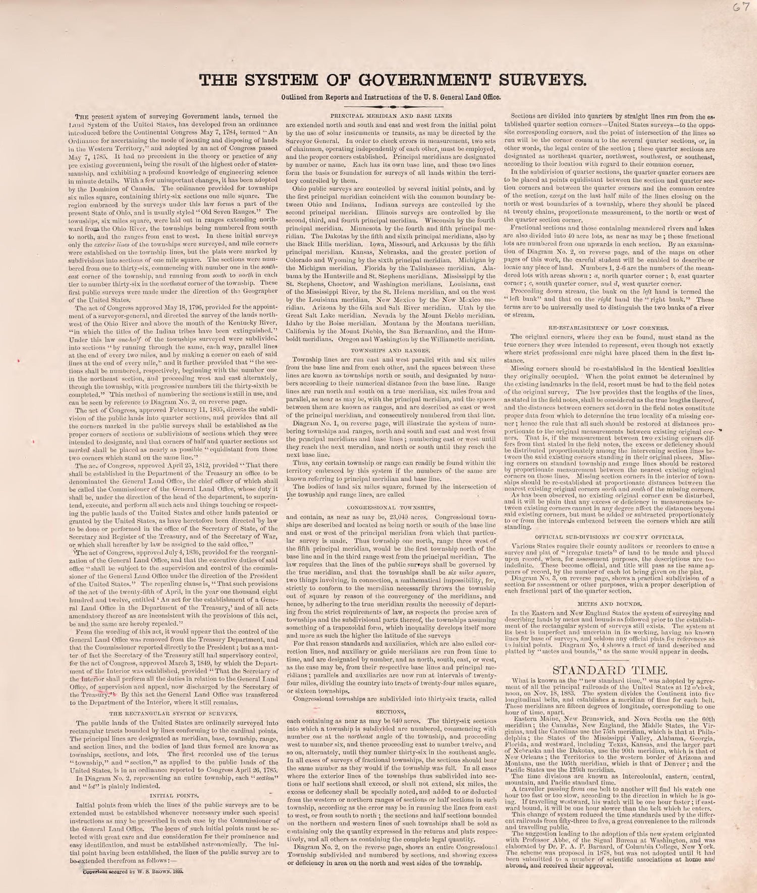 System of Government Surveys from Plat Book of Saunders County, Nebraska : Containing Carefully Prepared Township Plats, Village Plats, Analysis of U.S. Land System, Leading Farmers Directory : Illustrated 1907 by Relic Map Company