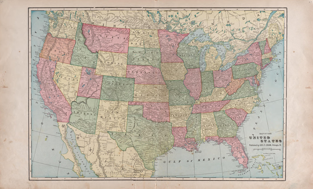 United States from Plat Book of Saunders County, Nebraska : Containing Carefully Prepared Township Plats, Village Plats, Analysis of U.S. Land System, Leading Farmers Directory : Illustrated 1907 by Relic Map Company