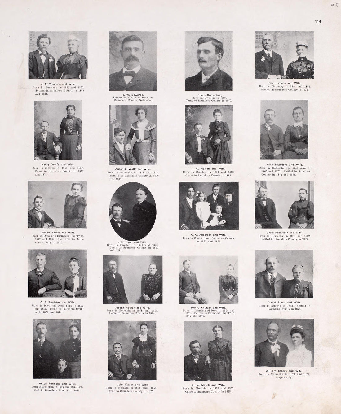 Portraits from Plat Book of Saunders County, Nebraska : Containing Carefully Prepared Township Plats, Village Plats, Analysis of U.S. Land System, Leading Farmers Directory : Illustrated 1907 by Relic Map Company