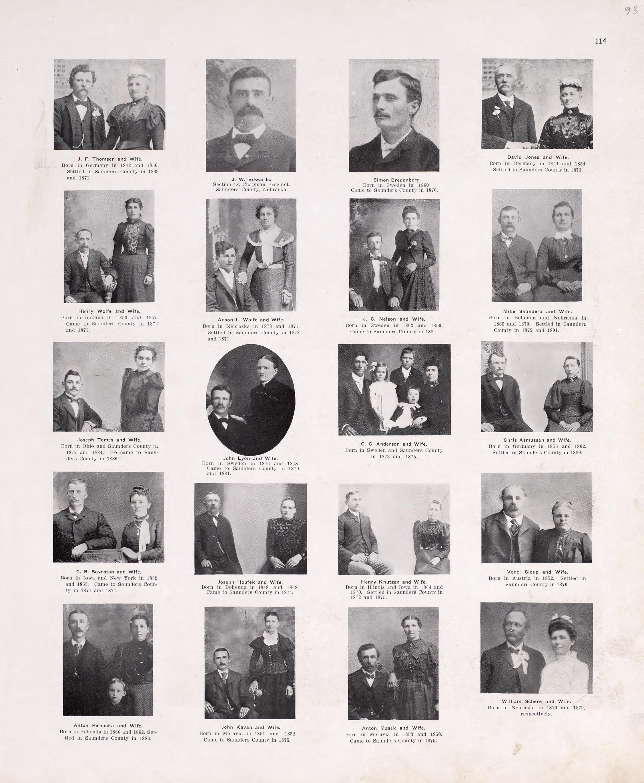 Portraits from Plat Book of Saunders County, Nebraska : Containing Carefully Prepared Township Plats, Village Plats, Analysis of U.S. Land System, Leading Farmers Directory : Illustrated 1907 by Relic Map Company