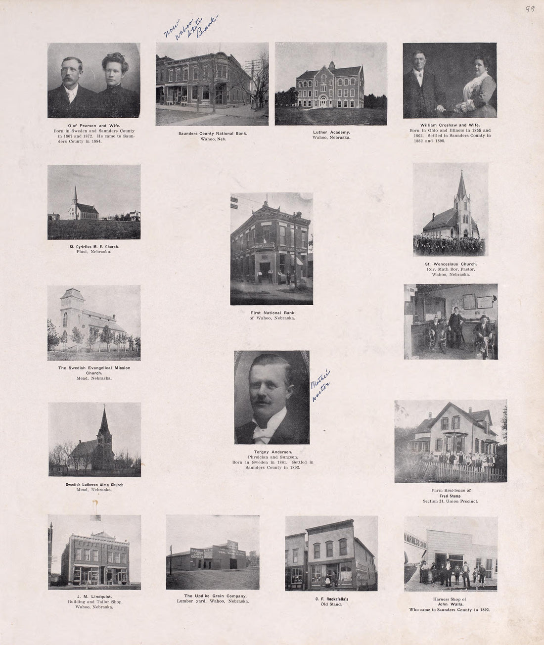 Businesses and Portrait from Plat Book of Saunders County, Nebraska : Containing Carefully Prepared Township Plats, Village Plats, Analysis of U.S. Land System, Leading Farmers Directory : Illustrated 1907 by Relic Map Company