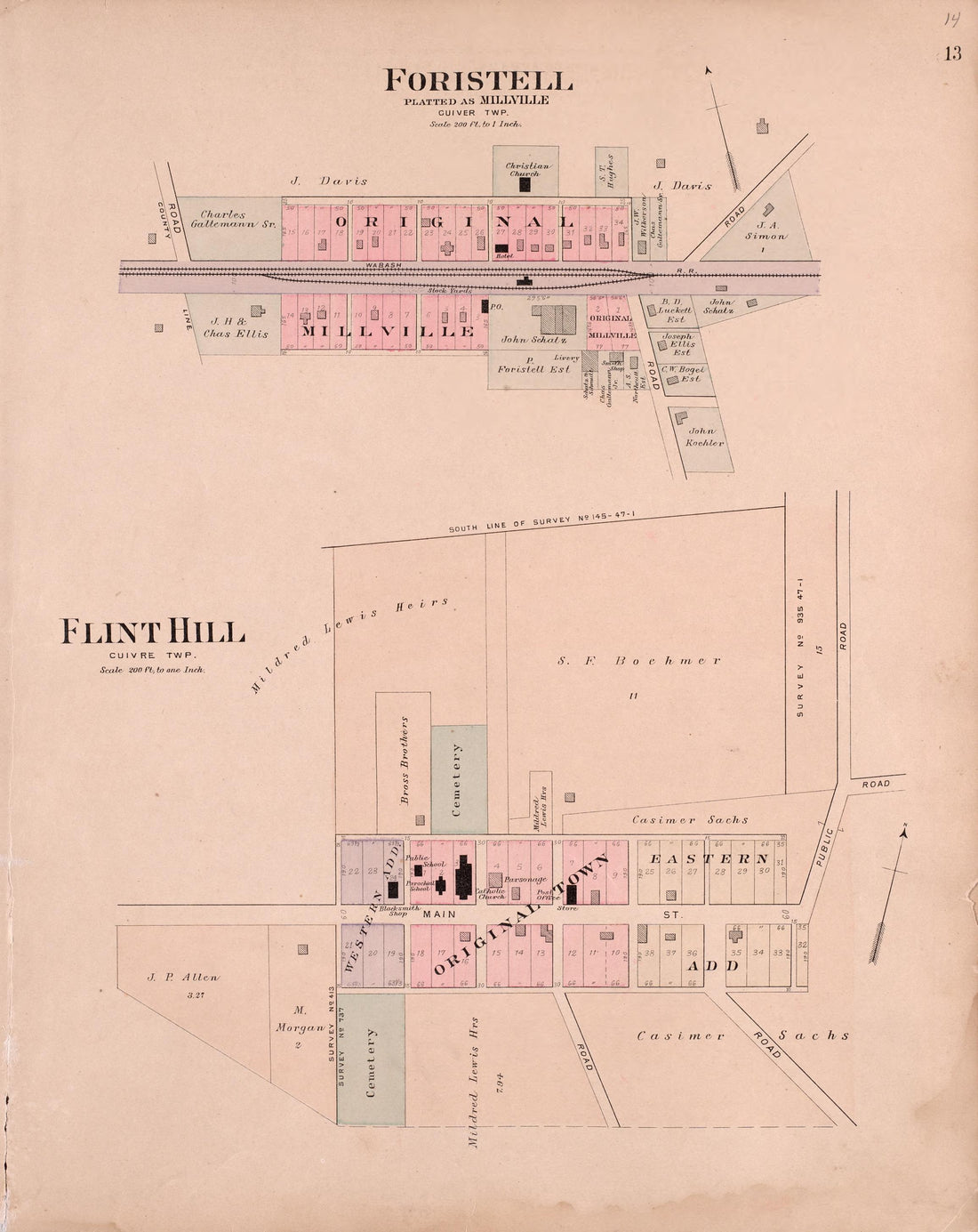 Foristell &amp; Flint Hill from Plat Book of St. Charles County, Missouri : Compiled from County Records and Actual Surveys 1905 by Relic Map Company