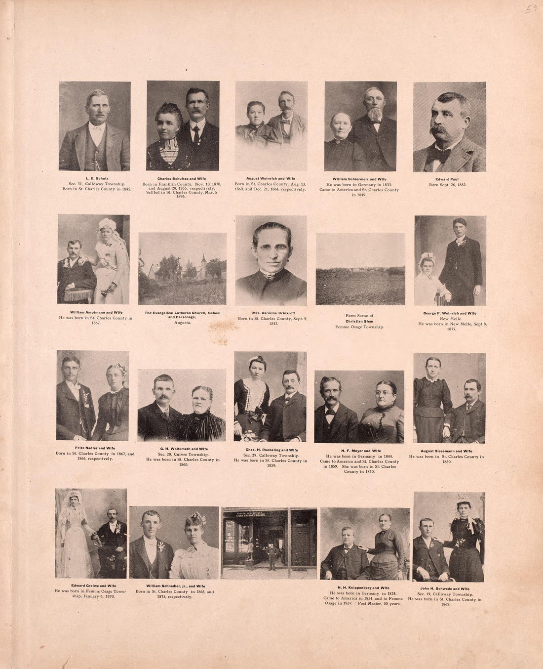 Portraits (continued) from Plat Book of St. Charles County, Missouri : Compiled from County Records and Actual Surveys 1905 by Relic Map Company