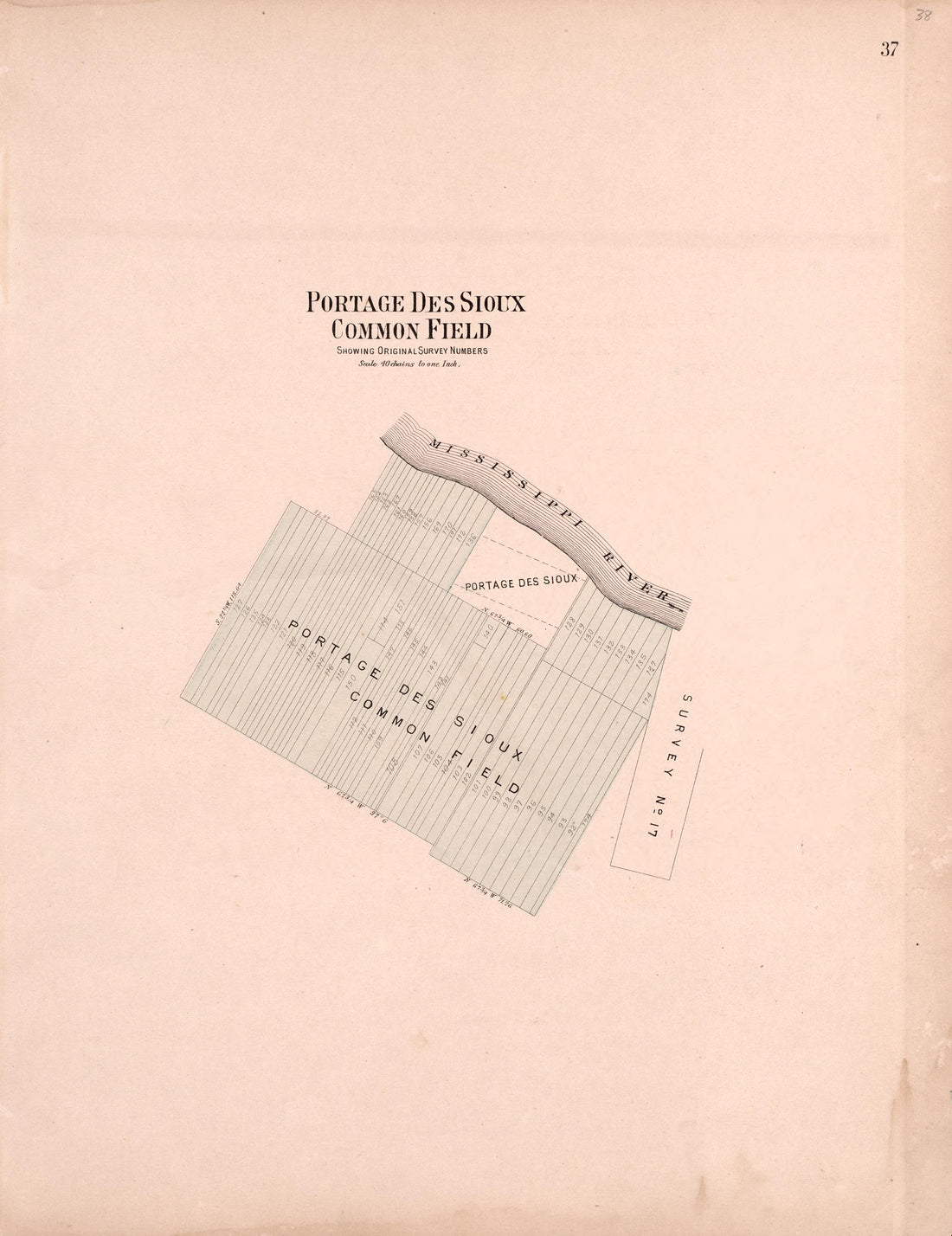 Portage Des Sioux Common Field from Plat Book of St. Charles County, Missouri : Compiled from County Records and Actual Surveys 1905 by Relic Map Company