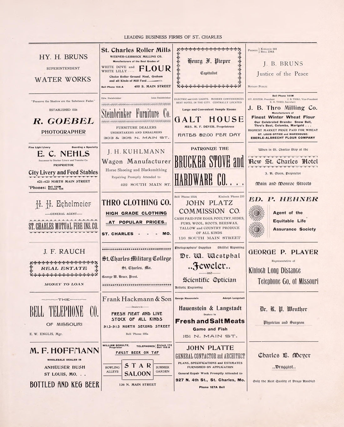 Leading Business Firms of St. Charles from Plat Book of St. Charles County, Missouri : Compiled from County Records and Actual Surveys 1905 by Relic Map Company